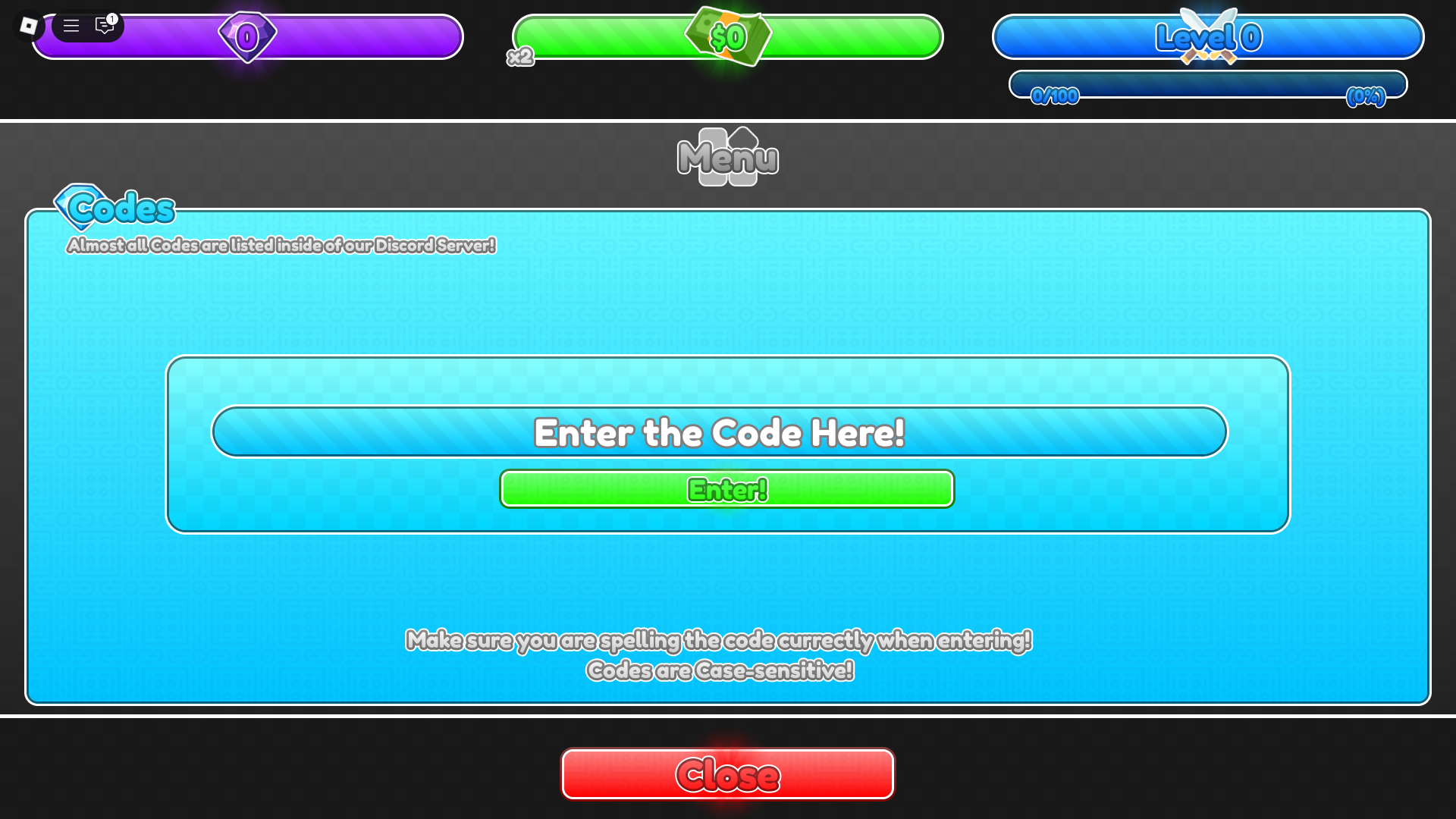 Redeeming codes for free rewards (Image via Roblox Corporation)