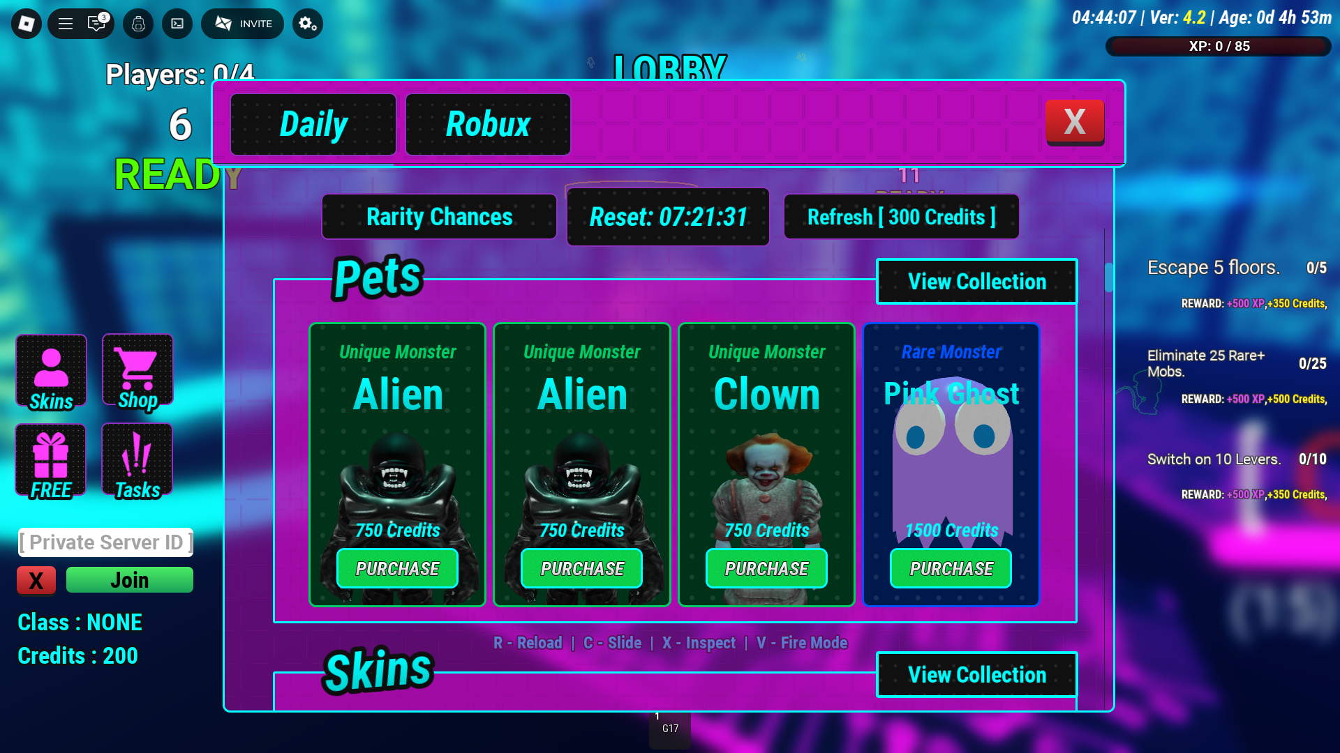 Buying new pets using Credits (Image via Roblox Corporation)