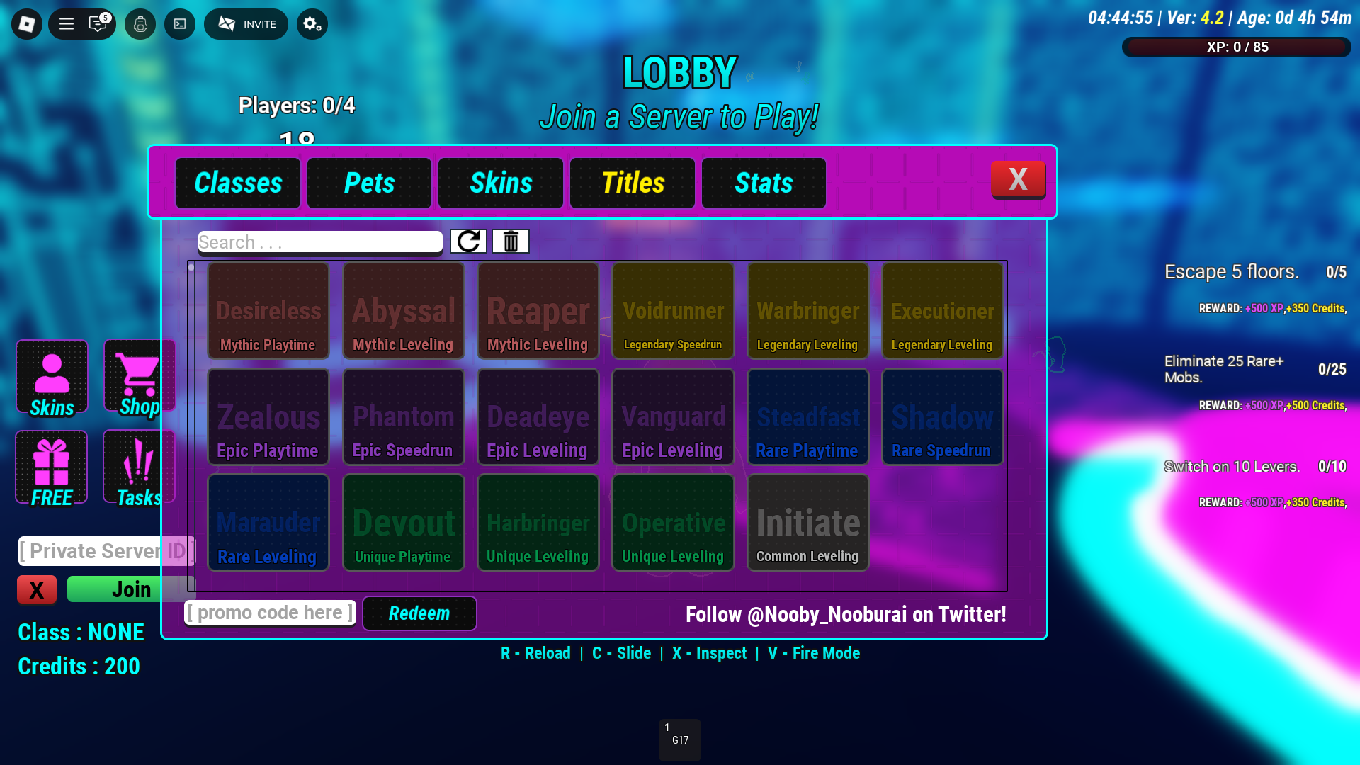 Redeeming codes (Image via Roblox Corporation)