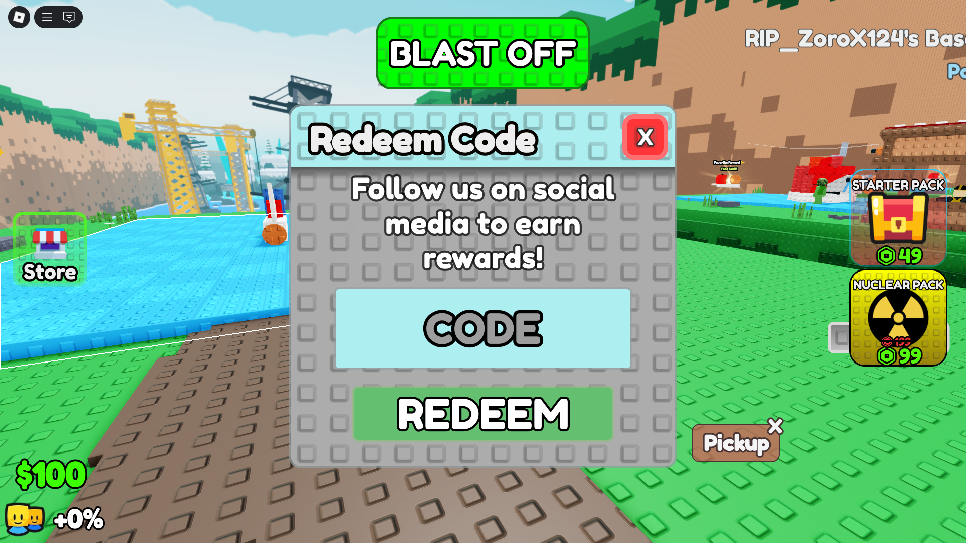 Redeeming codes (Image via Roblox Corporation)