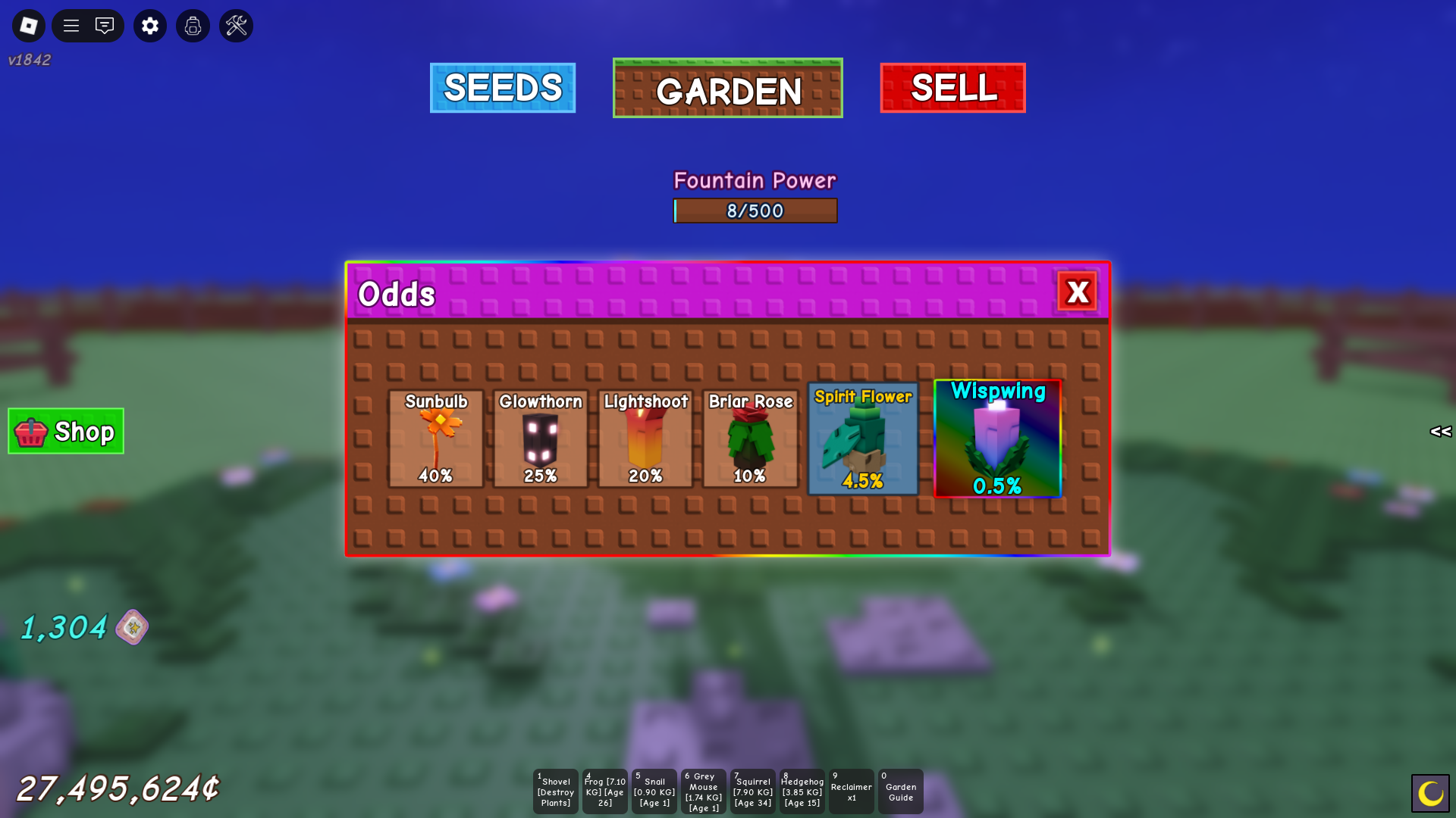 Enchanted Seed Pack odds (Image via Roblox Corporation)