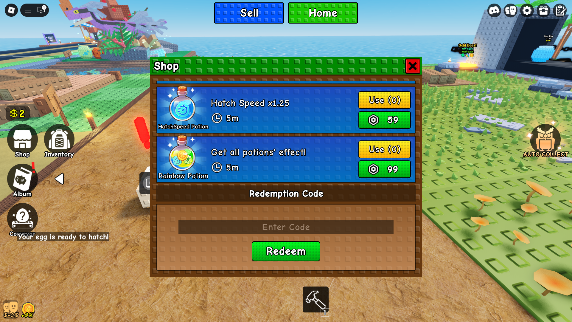 Redeeming codes (Image via Roblox Corporation)