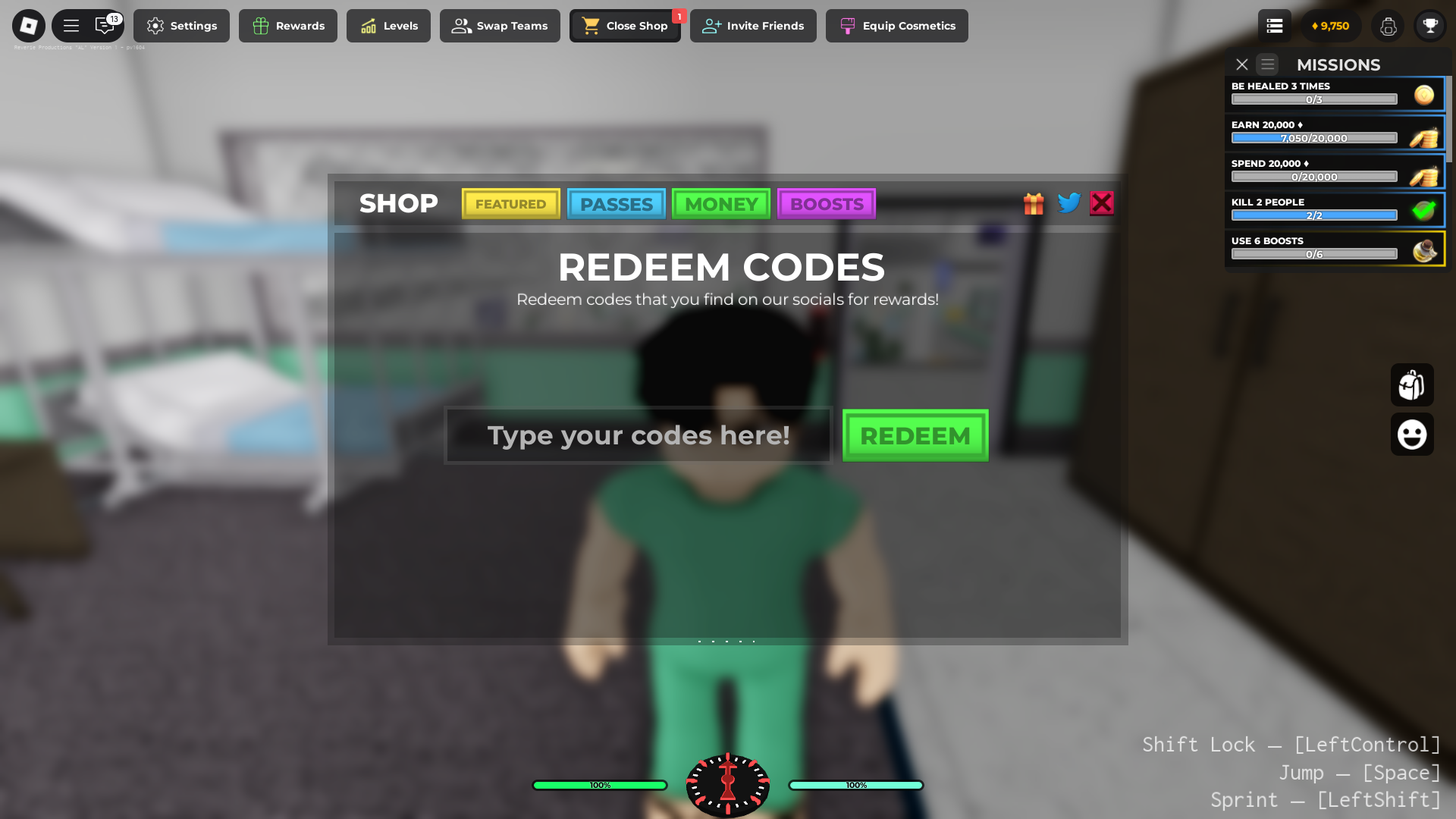 Redeeming codes (Image via Roblox Corporation)