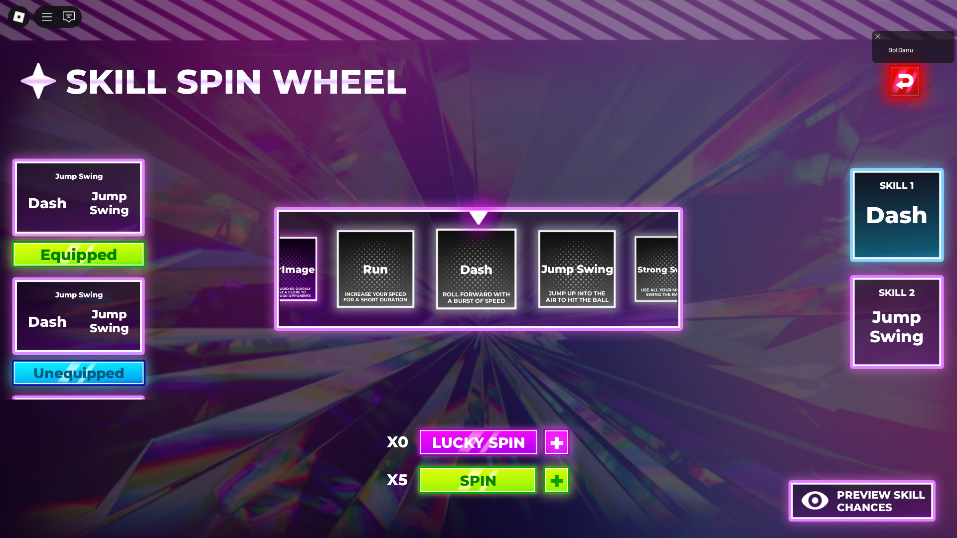 Spinning for skills (Image via Roblox Corporation)