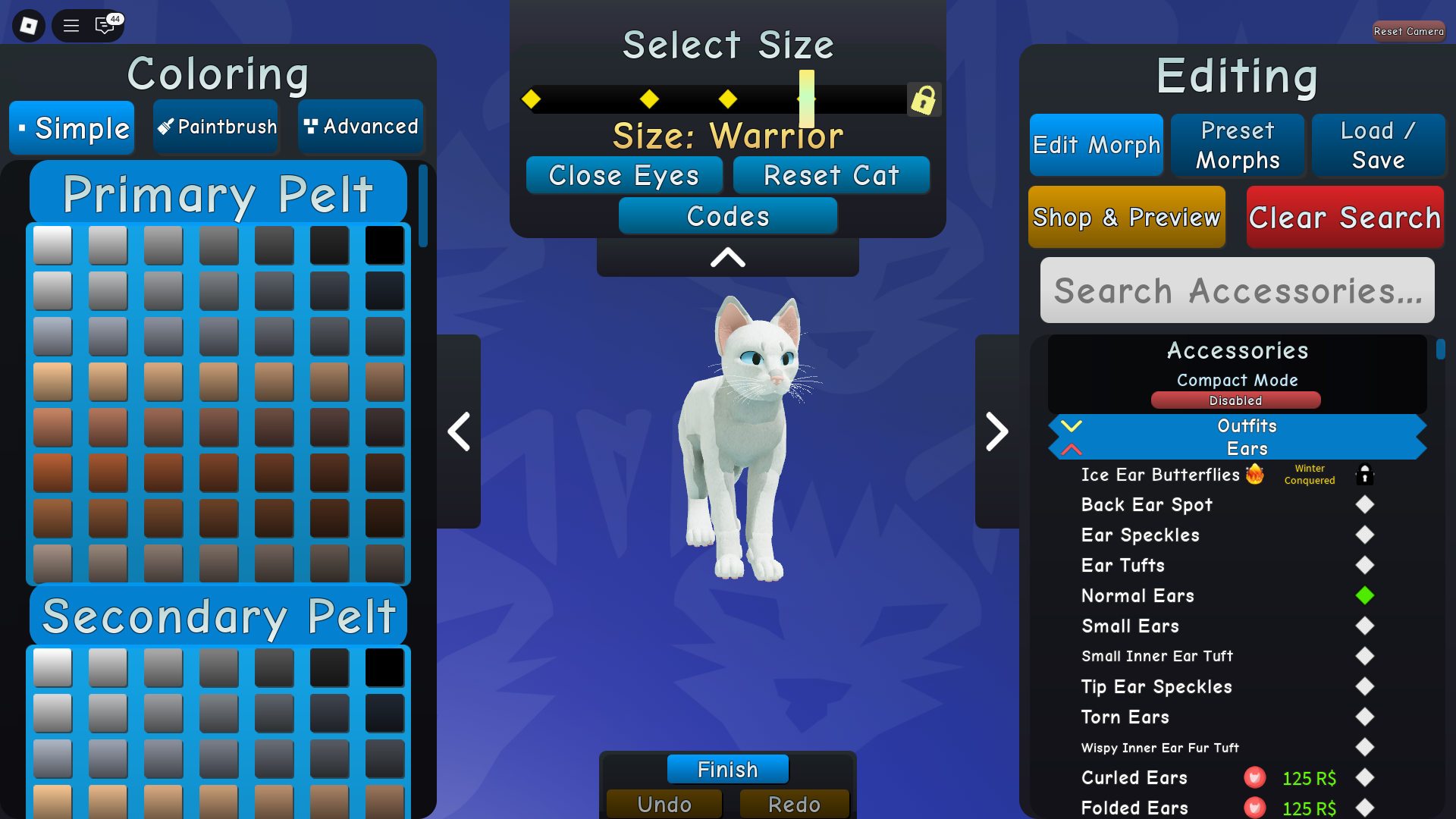 Customizing cat (Image via Roblox Corporation)