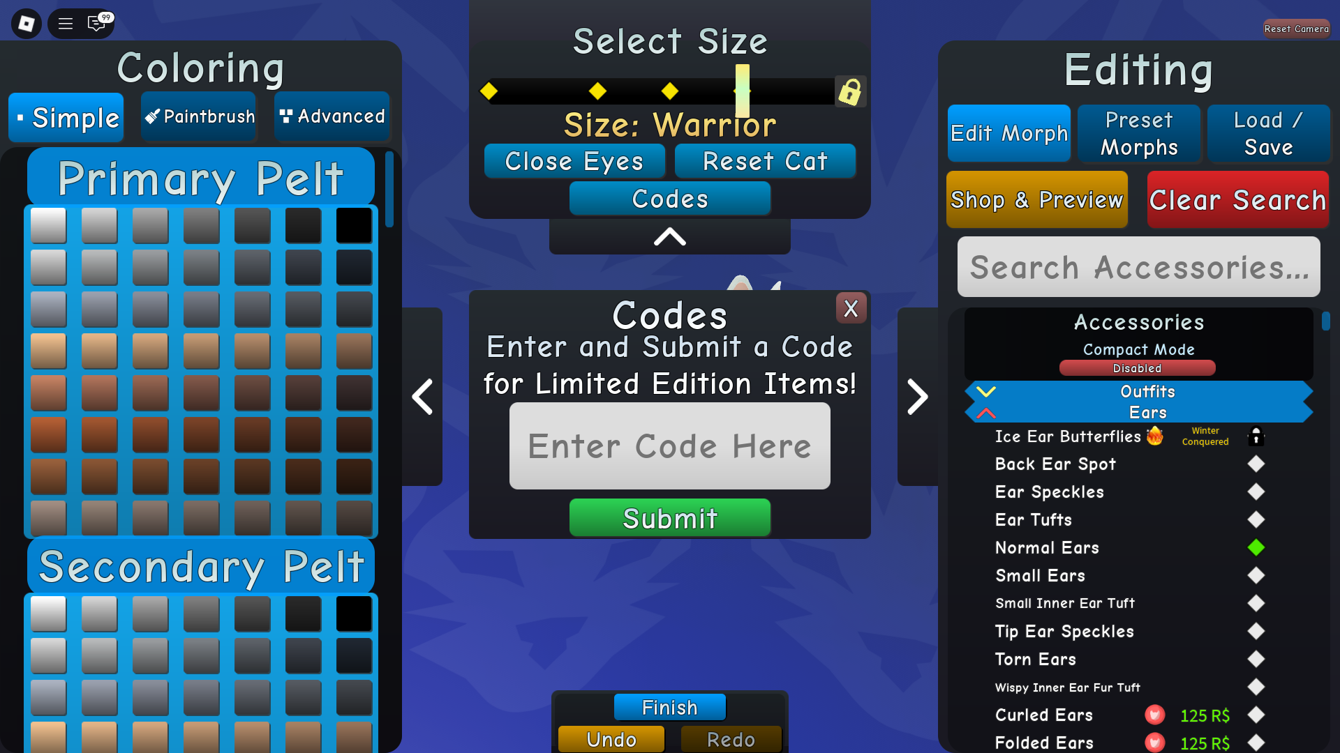 Redeeming codes (Image via Roblox Corporation)