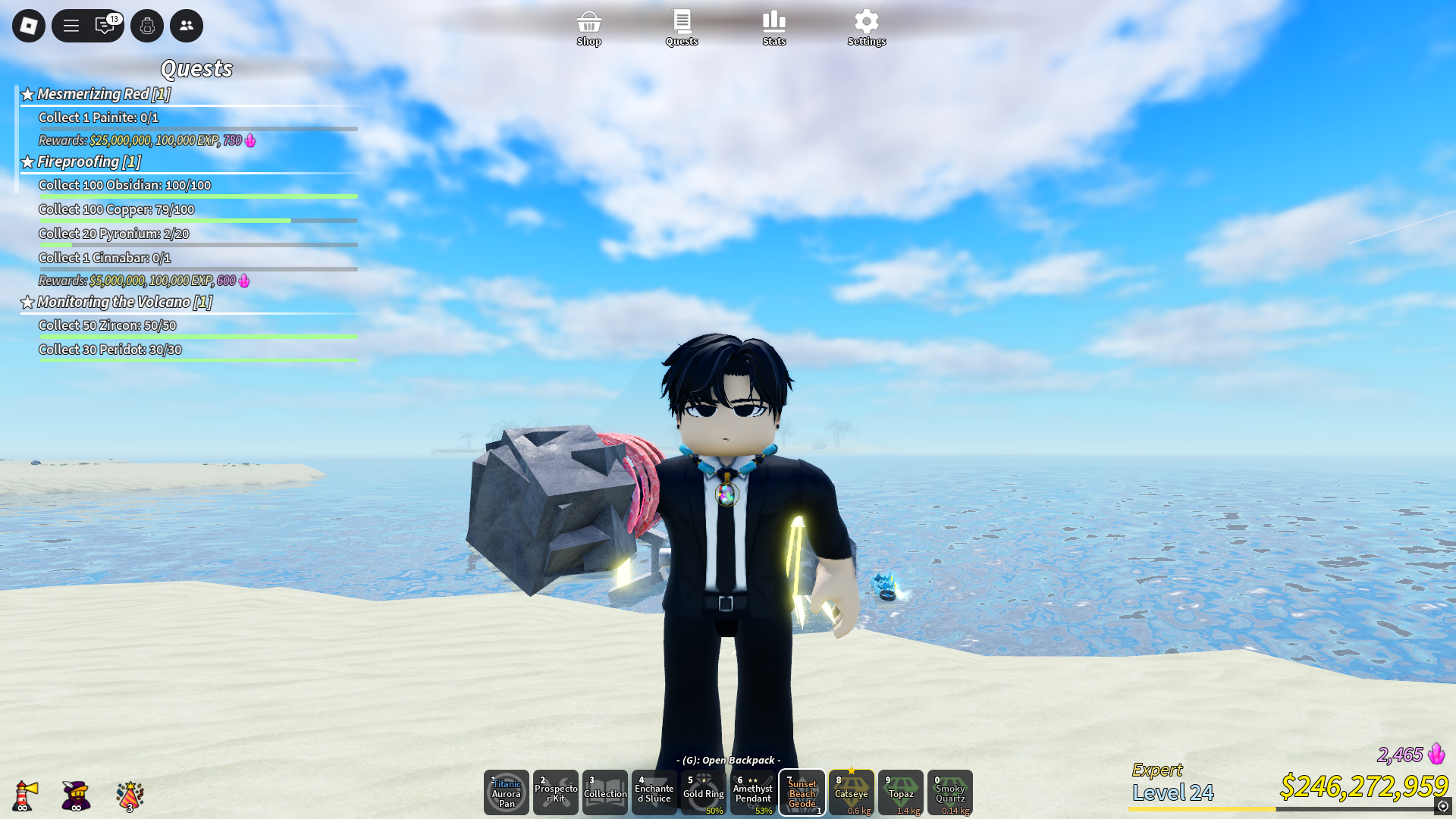 Geodes in Prospecting (Image via Roblox Corporation)