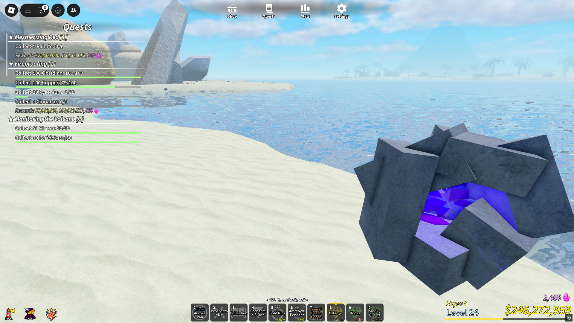 Geode in hand (Image via Roblox Corporation)