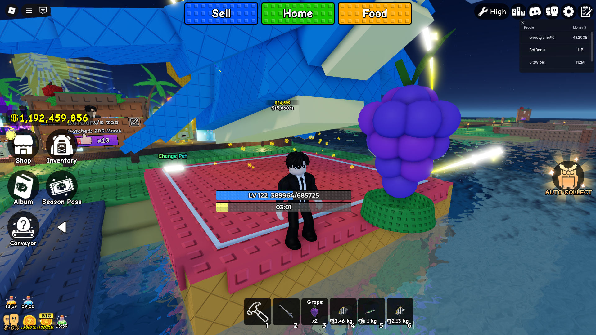 Feeing Huge Pet (Image via Roblox Corporation)
