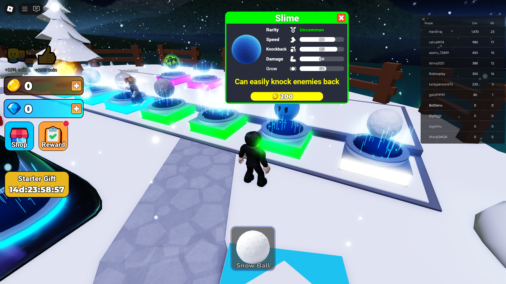 Buying new snowballs (Image via Roblox Corporation)