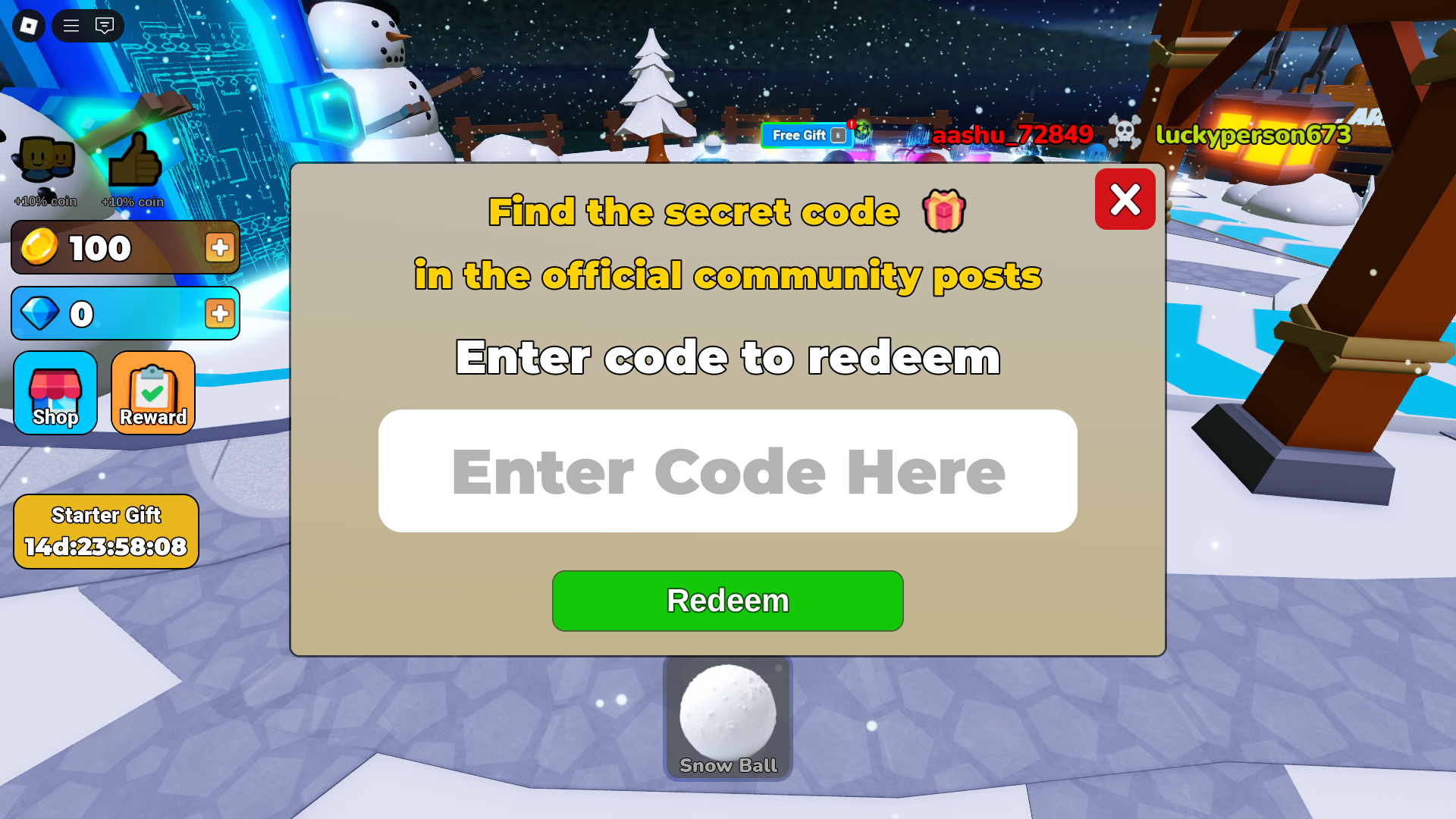 Go near the big rubics cube to redeem the code (Image via Roblox Corporation)