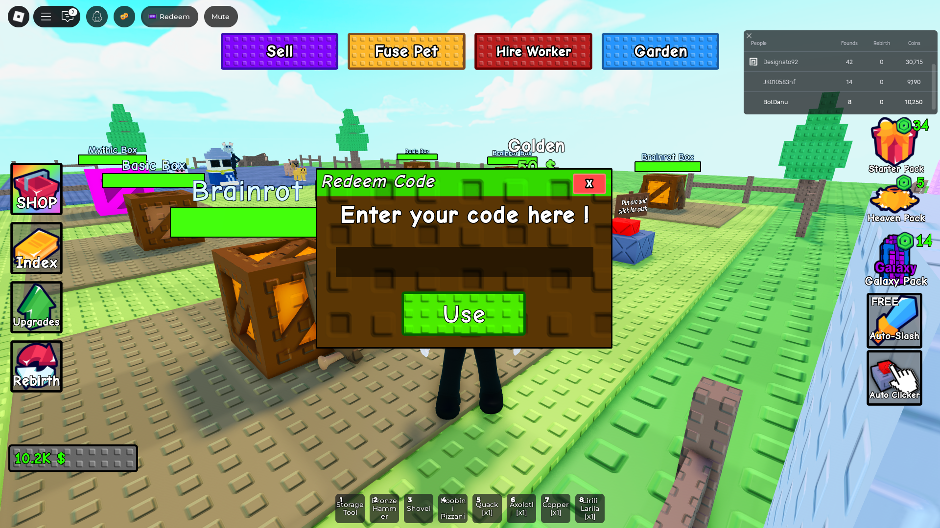 Redeeming codes (Image via Roblox Corporation)