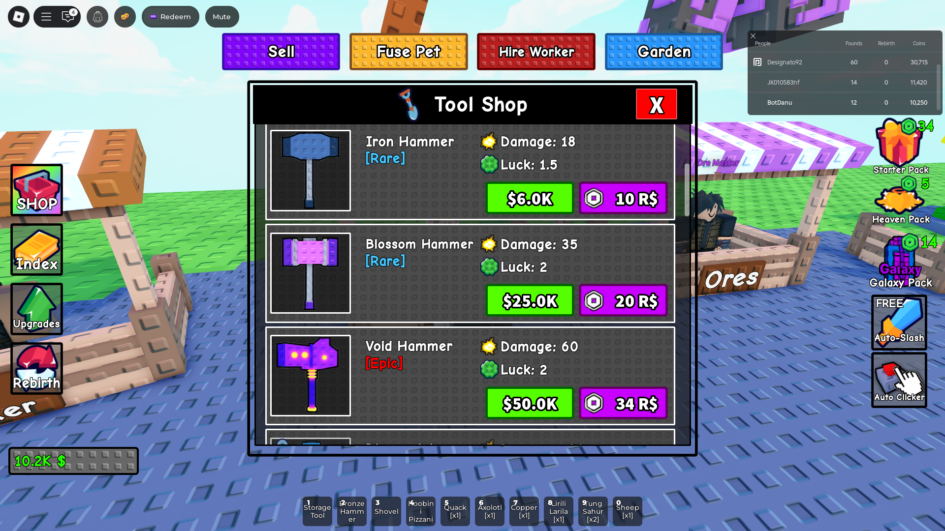 Buying better gear (Image via Roblox Corporation)