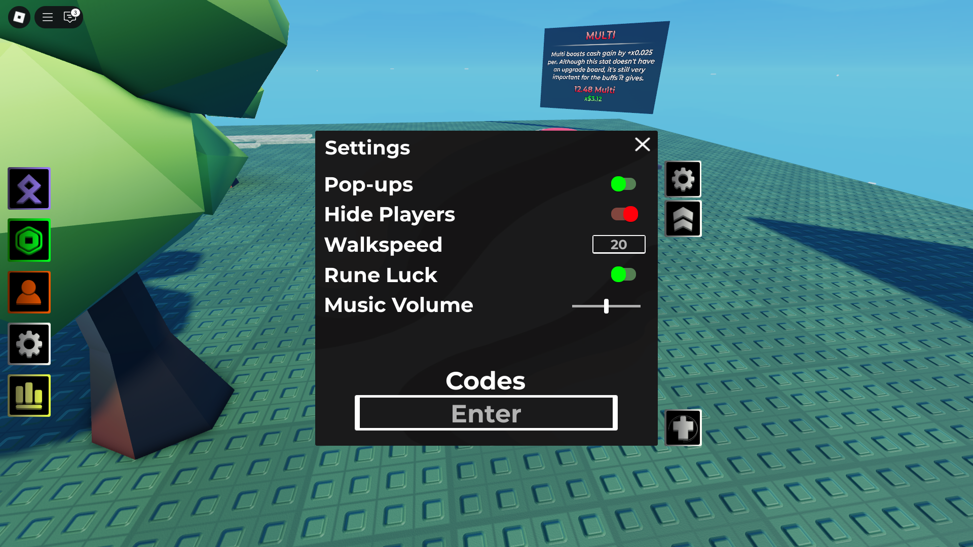 Redeeming codes (Image via Roblox Corporation)