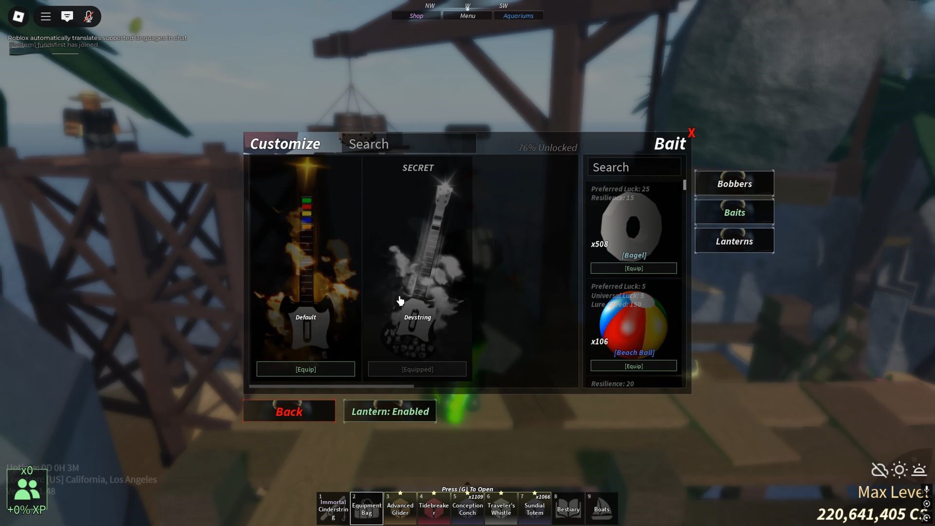 Devstring in Fisch (Image via Roblox Corporation)