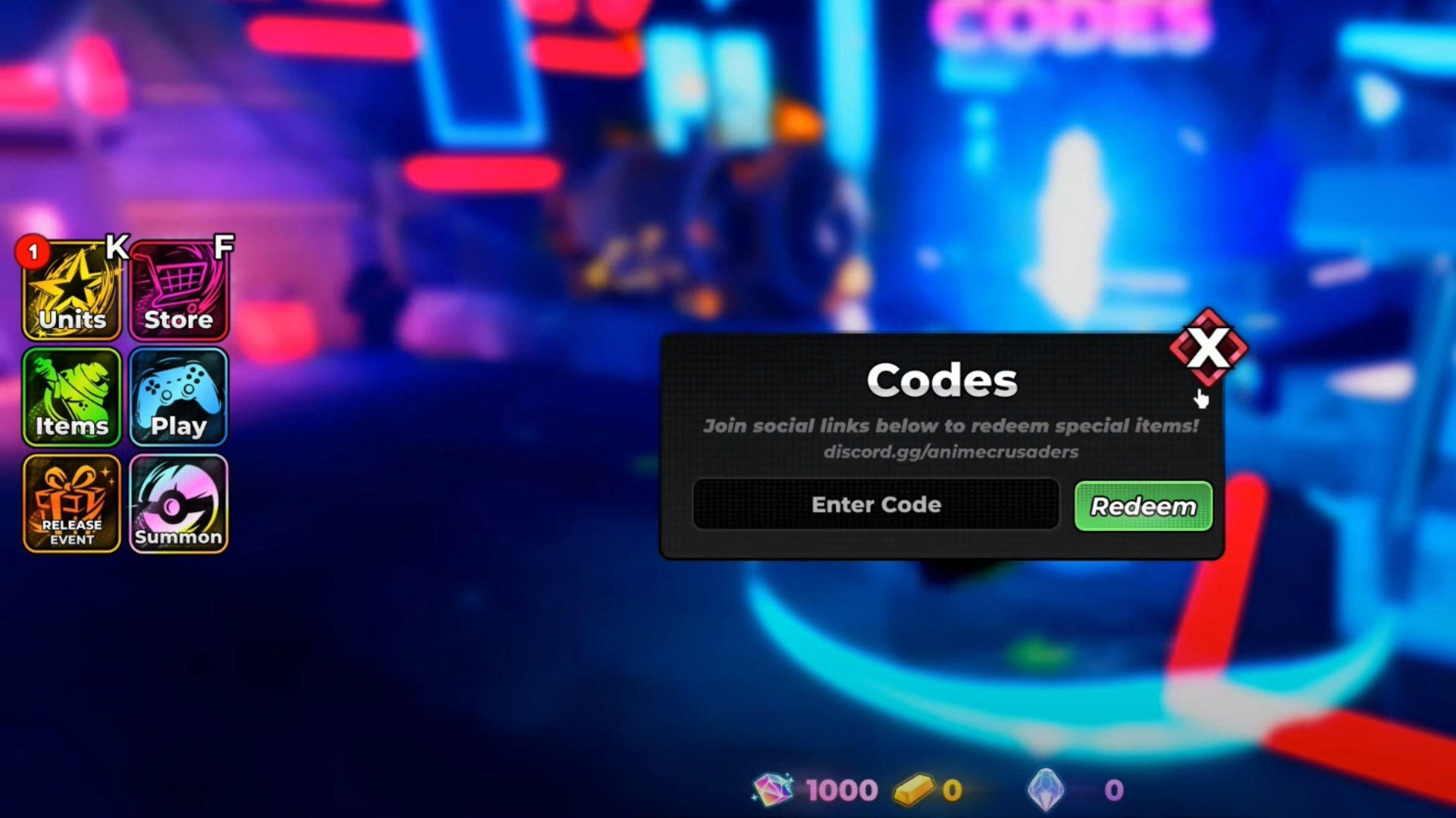 Enter the codes in this text box