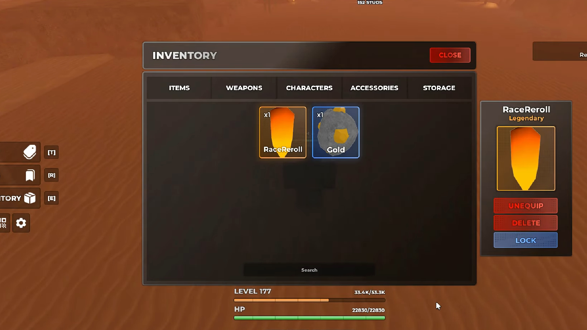 Equip items from the inventory(Image via Roblox Corporation)