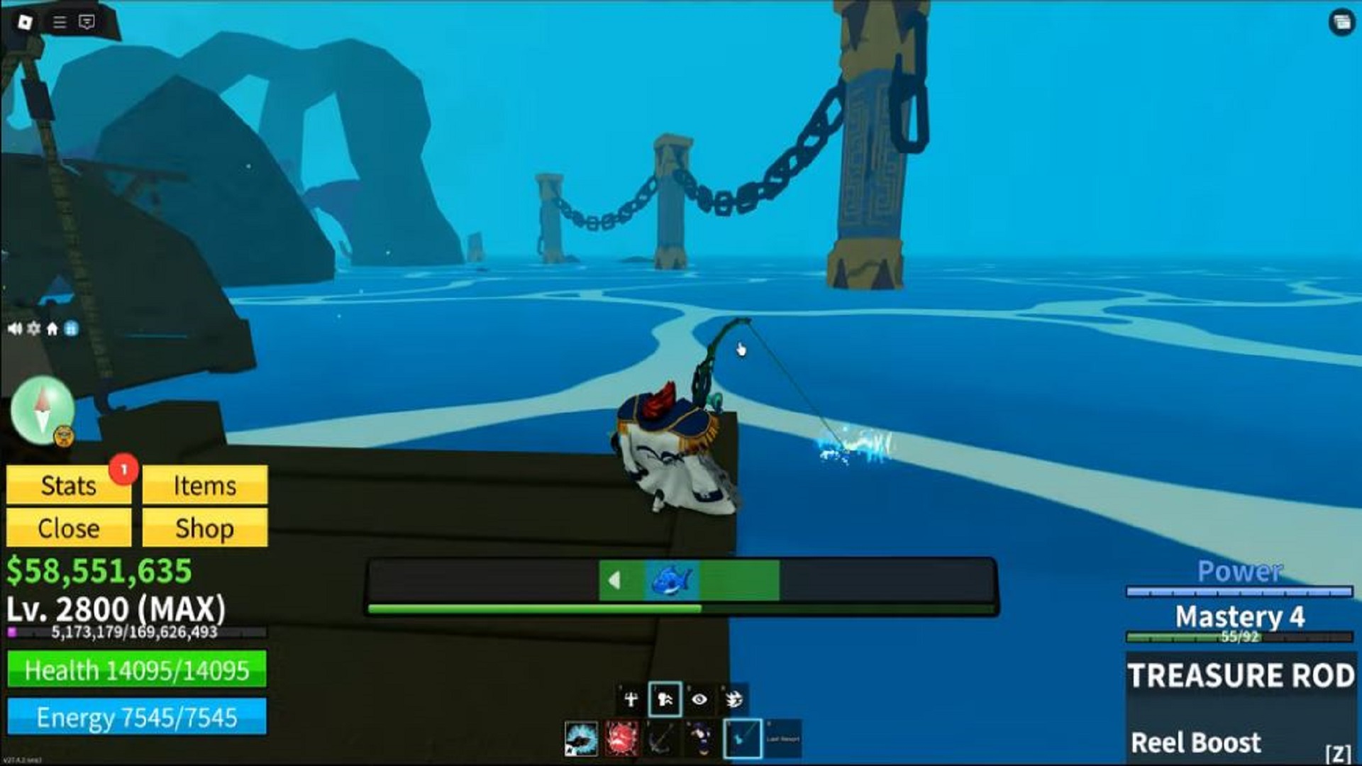 Fishing with Treasure Rod (Image via Roblox Corporation)