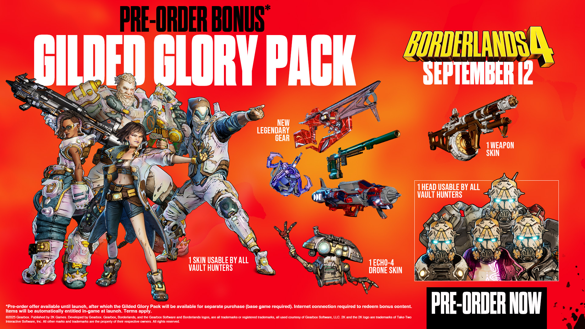 Get the Gilded Glory Pack in Borderlands 4 (Image via 2K)