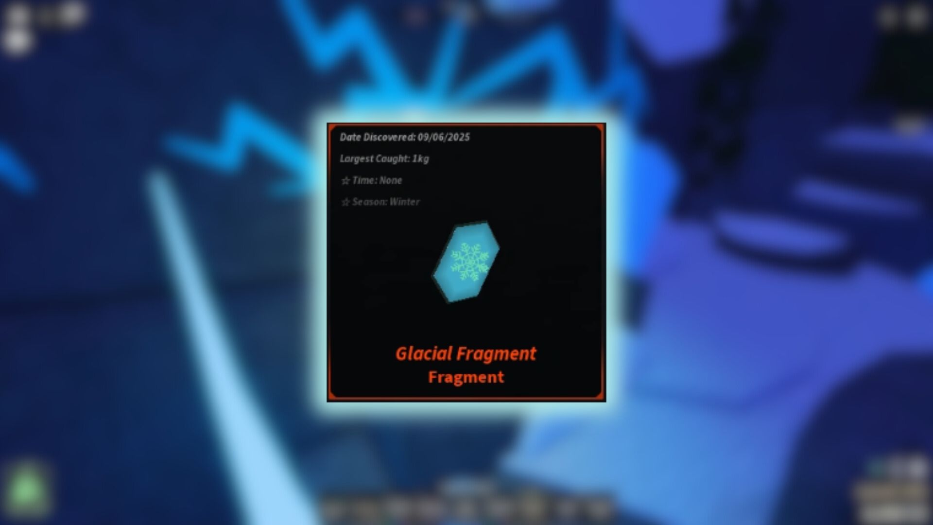 Glacial Fragment in Fisch (Image via Roblox Corporation)
