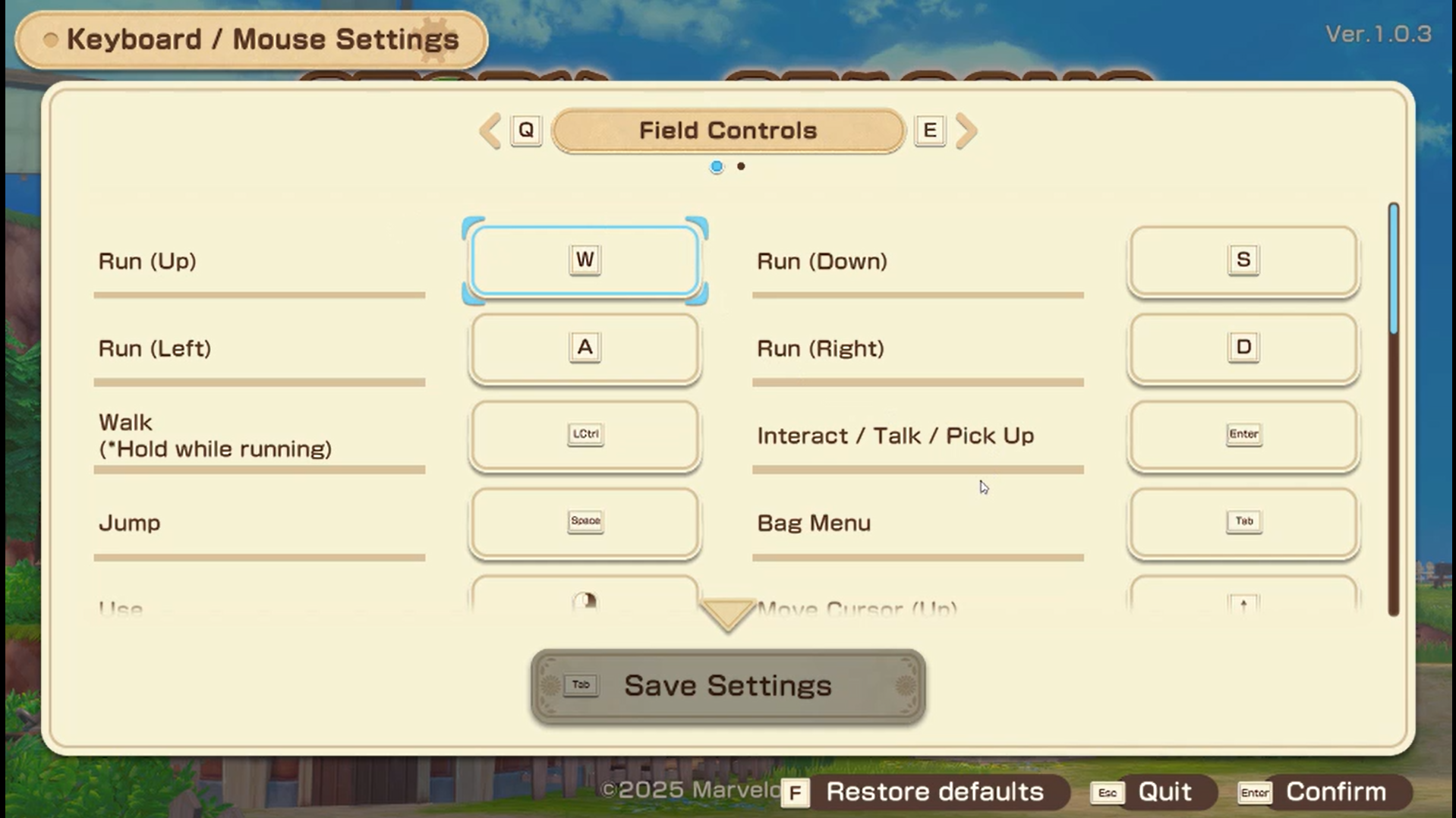 View the controls in-game (Image via XSEED Games)