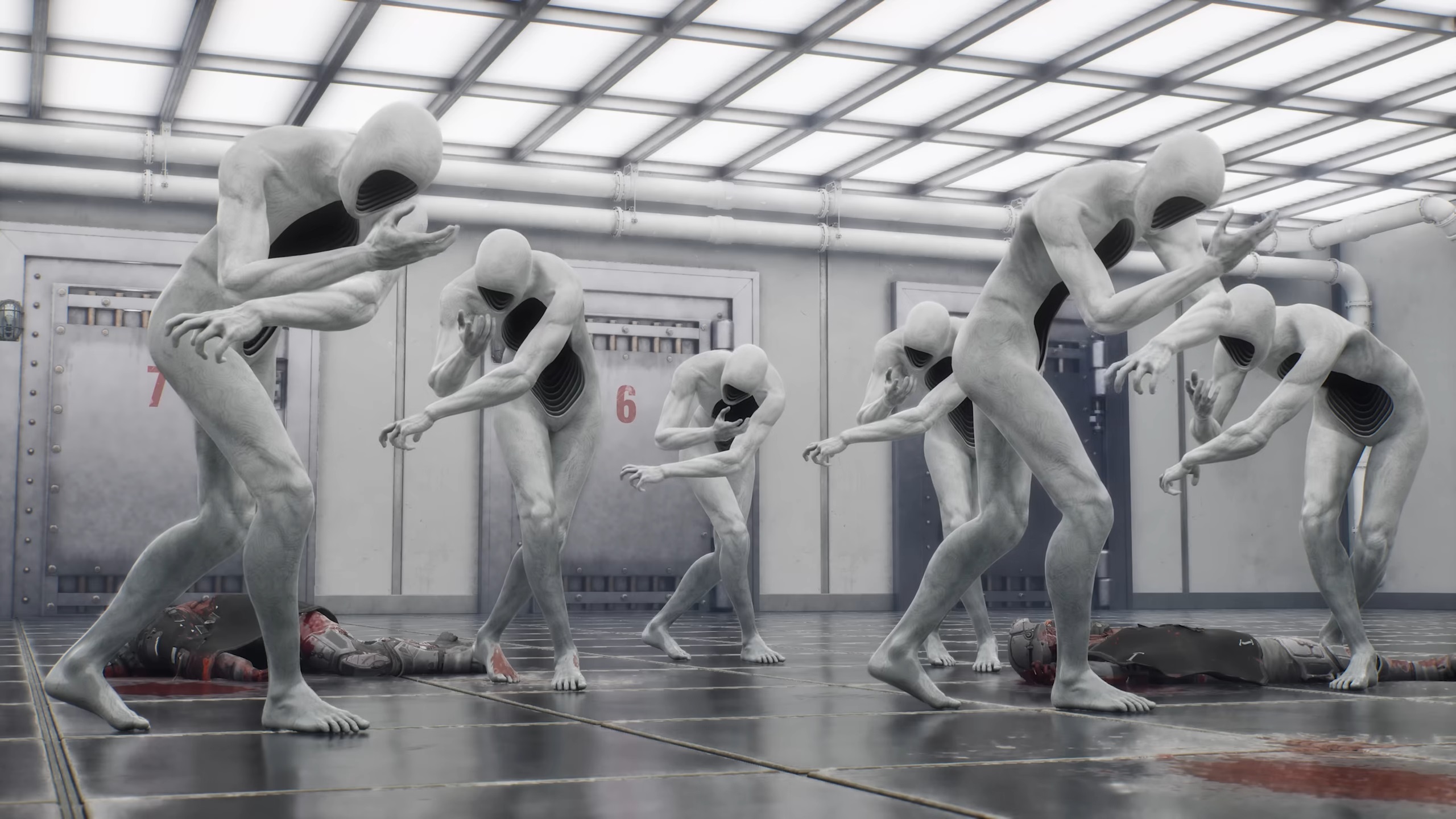 Picture of a room full of Hollow Walkers in Hell Is Us