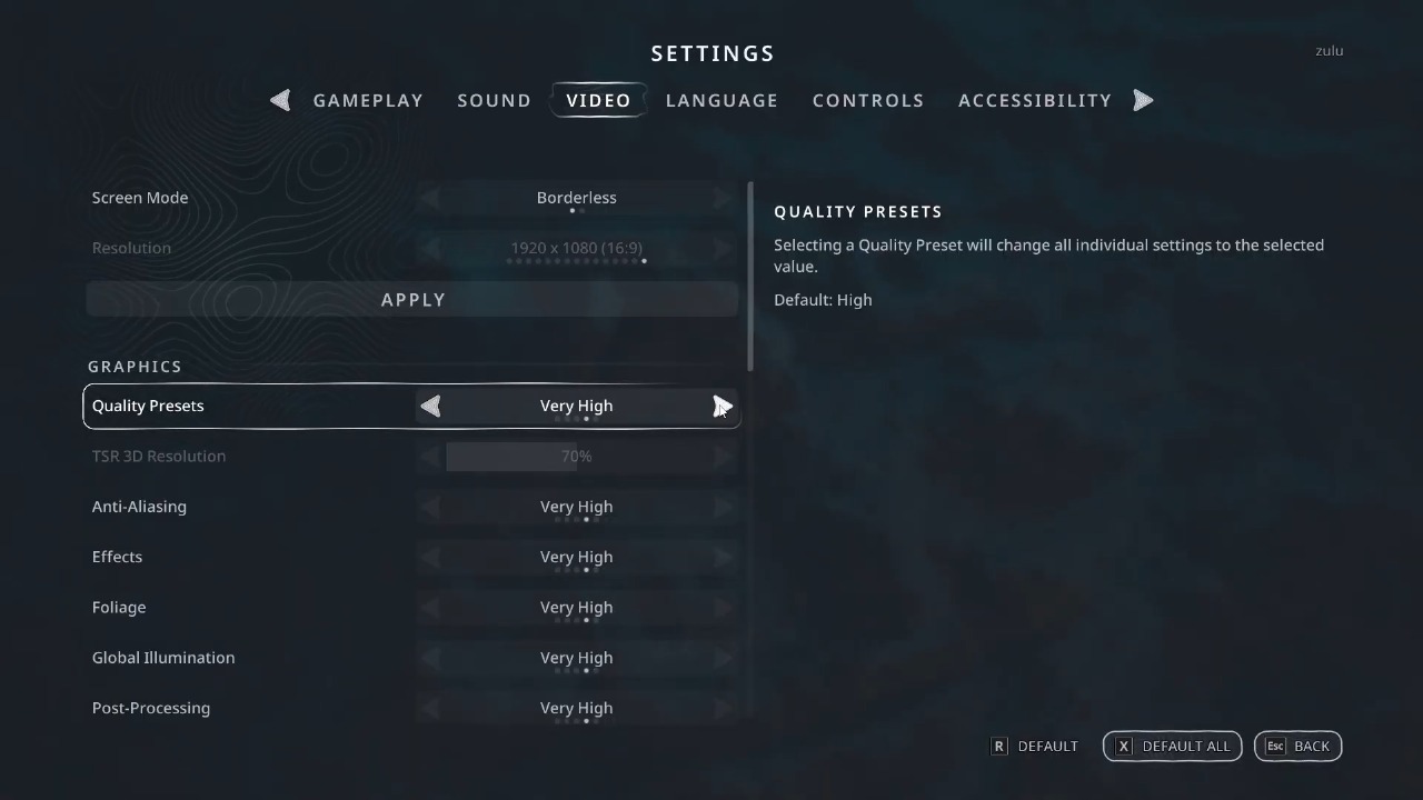 The graphics settings in Hell Is Us (Image via Nacon)