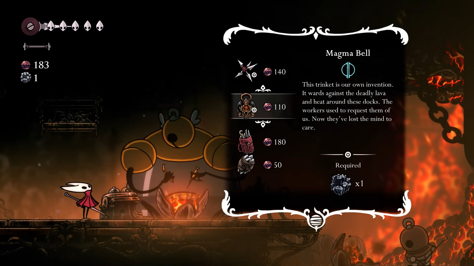 You can equip these items into your Crest (Image via Team Cherry)