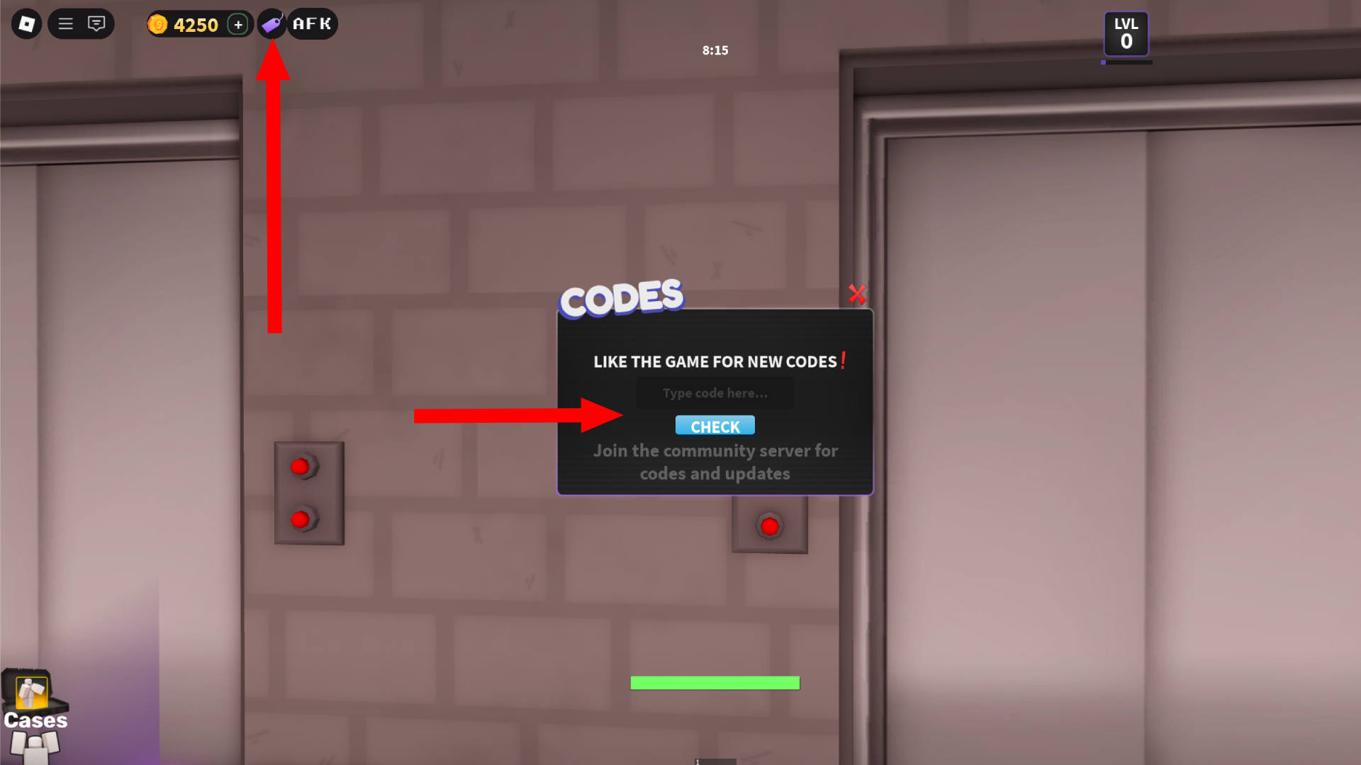 How to redeem the active codes (Image via Roblox Corporation)