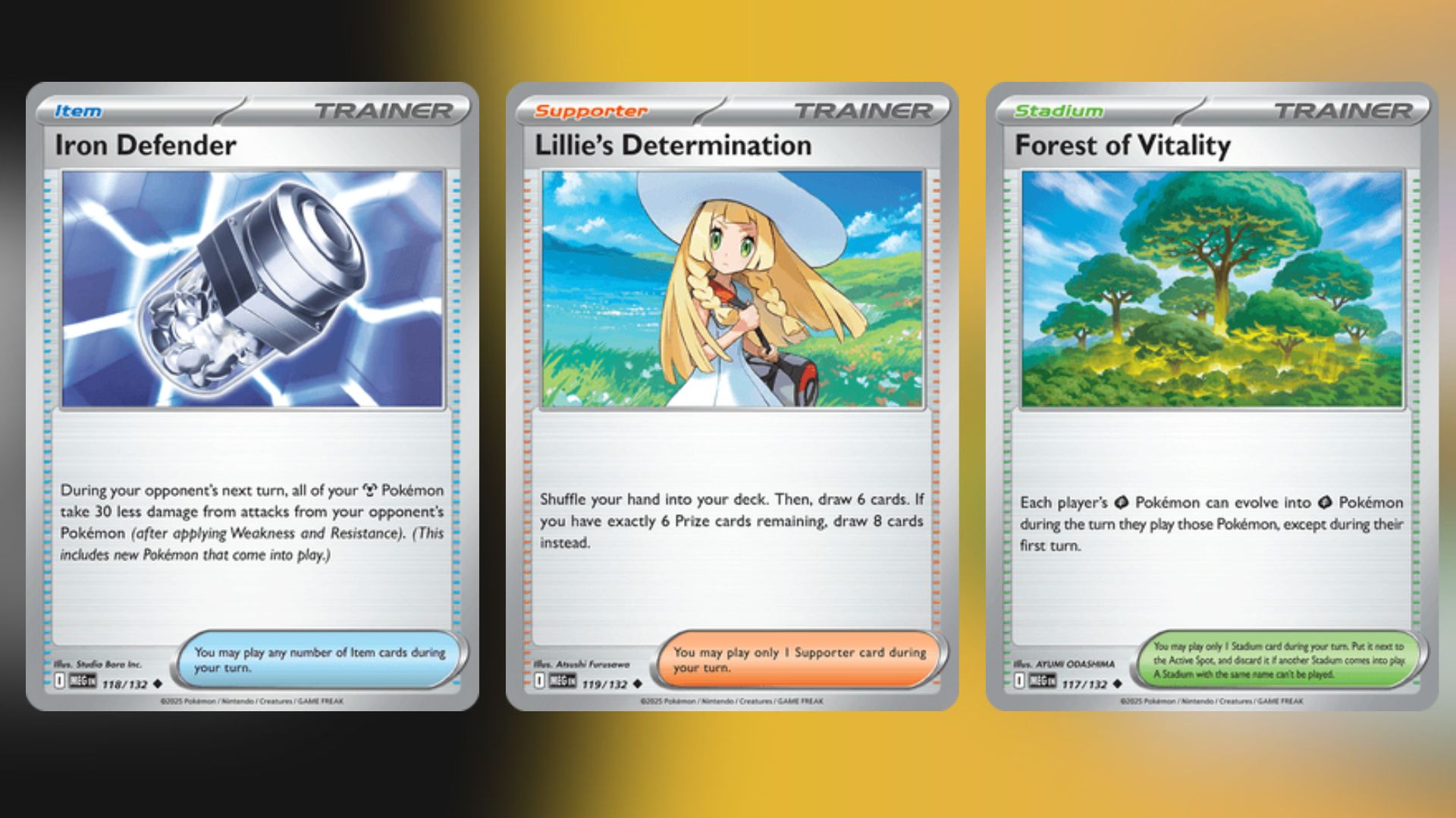 Iron Defender, Lillie's Determination, and Forest of Vitality (Image via TPC)