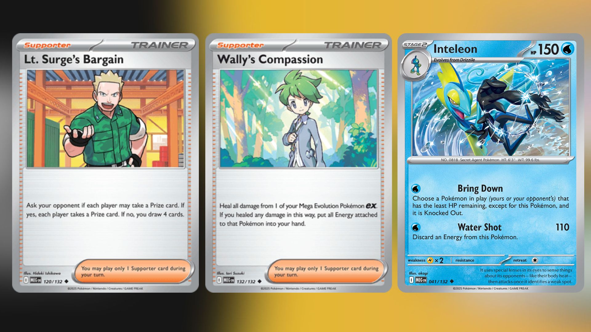 Lt. Surge's Bargain, Wally Compassion, and Inteleon (Image via TPC)