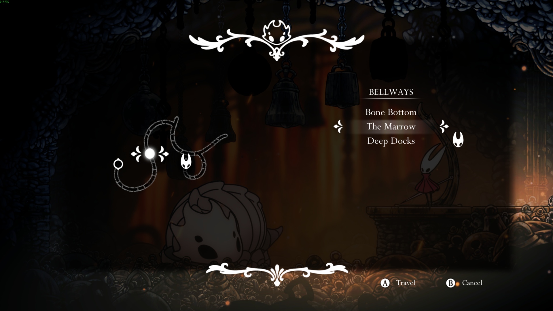 Select your destination (Image via Team Cherry | Deltia’s Gaming)