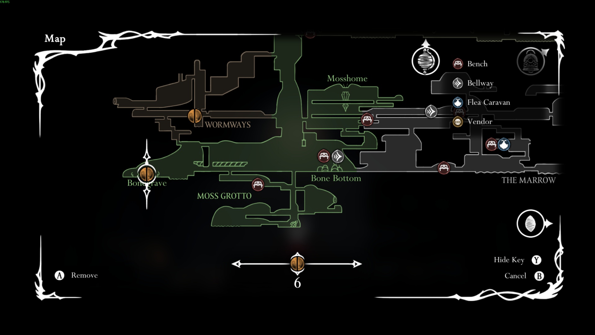 In the bottom left corner of the map (Image via Team Cherry | Deltia’s Gaming)