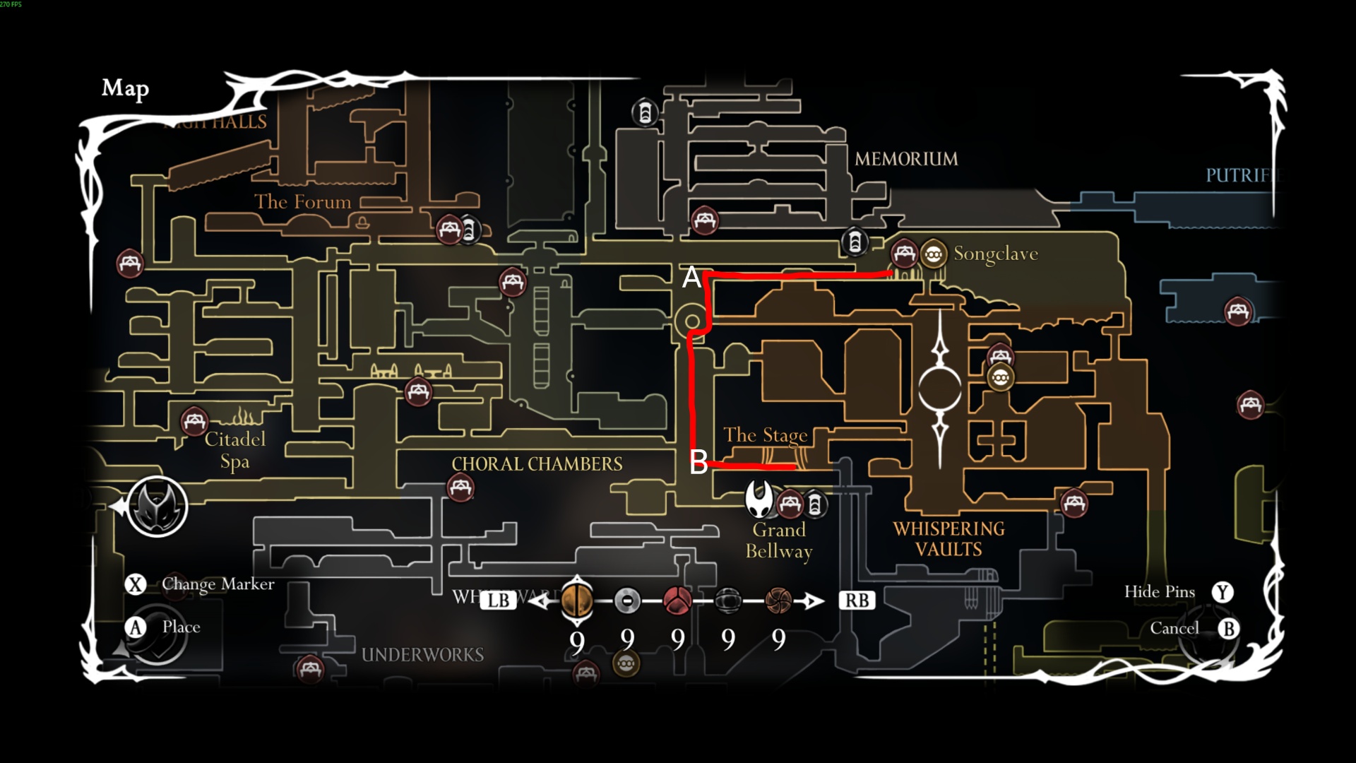 Location of Tormented Trobbio in Silksong (Image via Team Cherry | Deltia's Gaming)