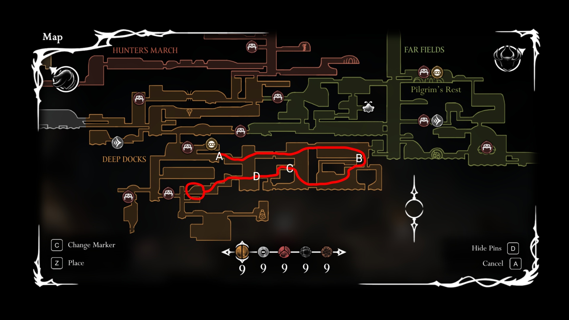 Location of Signis and Gron in Hollow Knight Silksong (Image via Team Cherry | Deltia's Gaming)