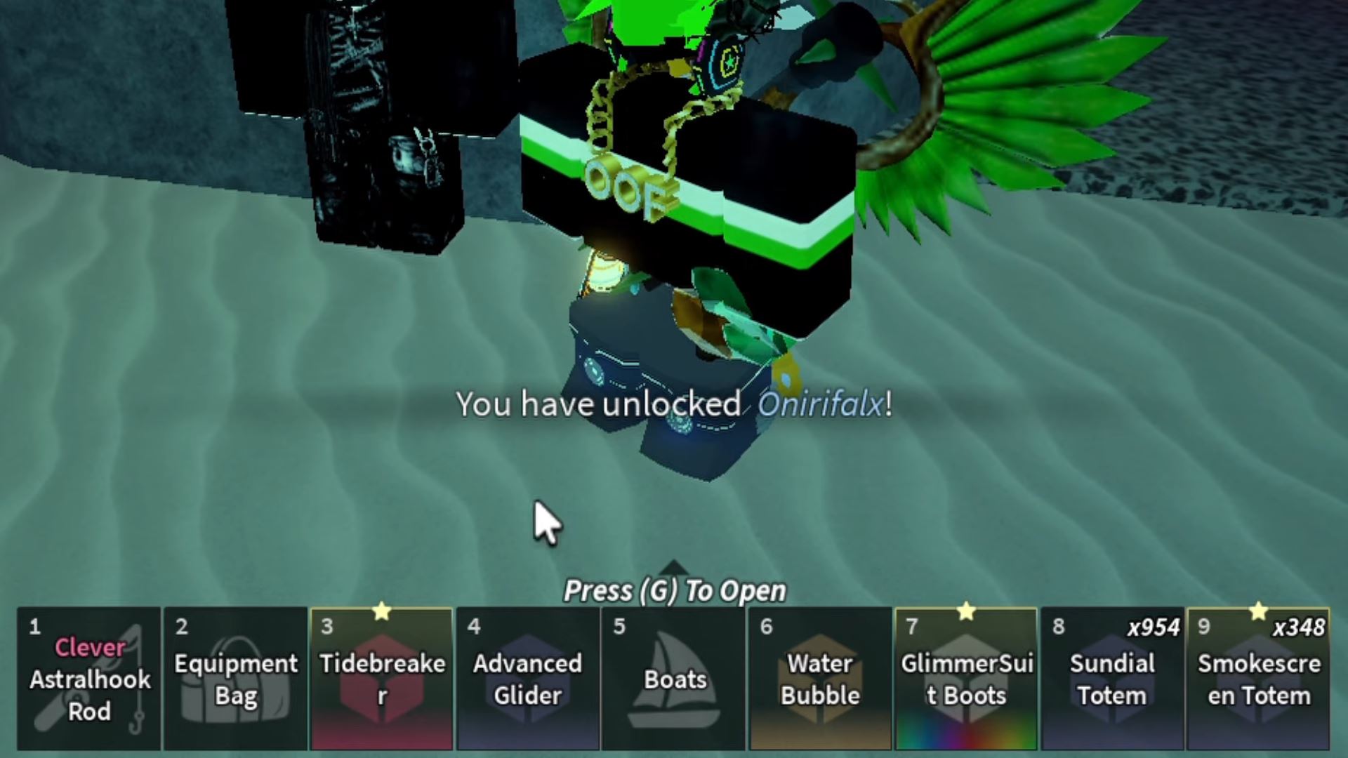 Onirifalx Rod unlocked (Image via Roblox Corporation)