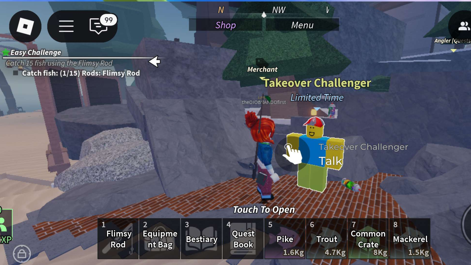 Report to the Takeover Challenger NPC (Image via Roblox Corporation)