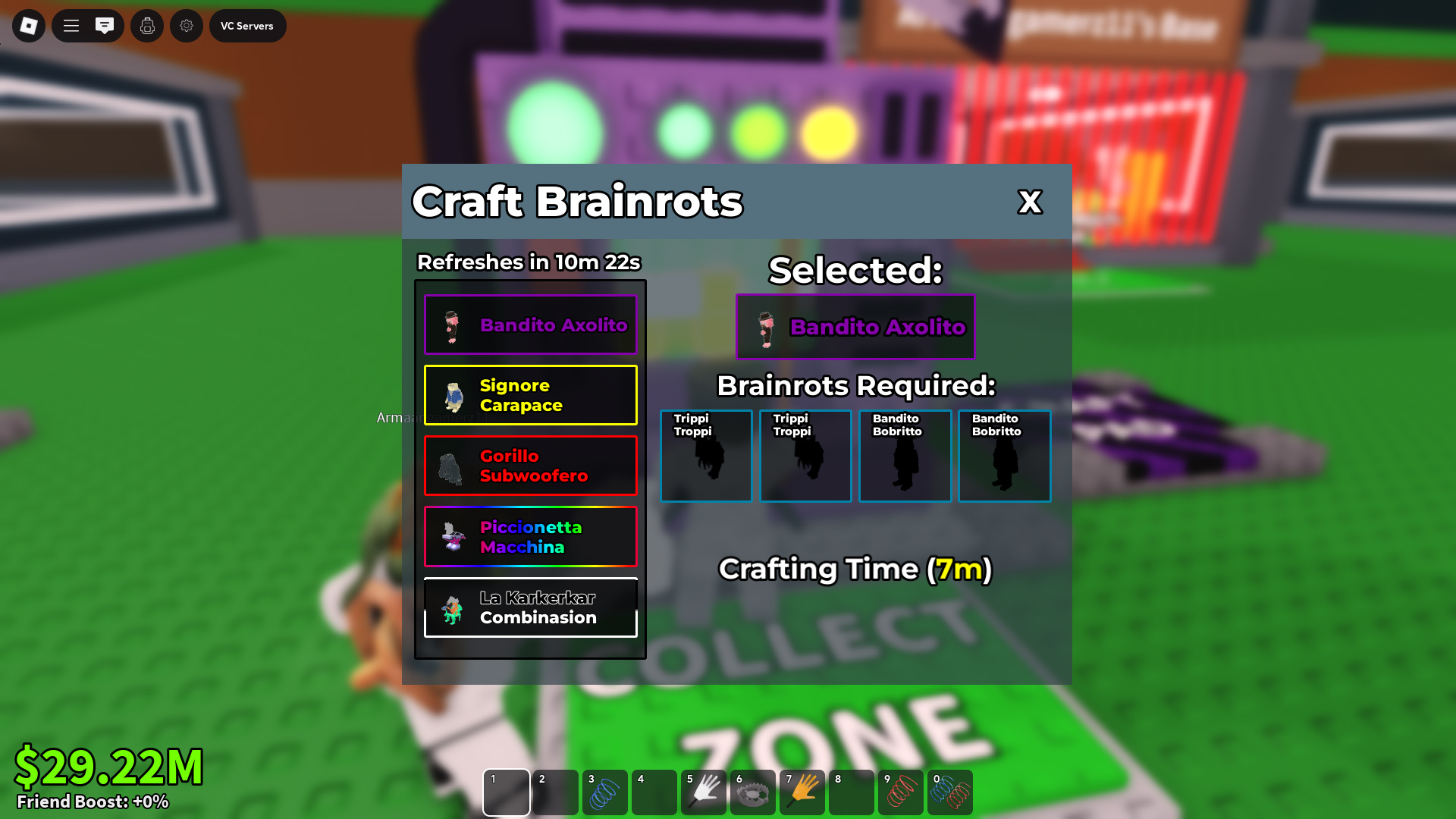 You can craft one of four recipes at once (Image via Roblox Corporation)