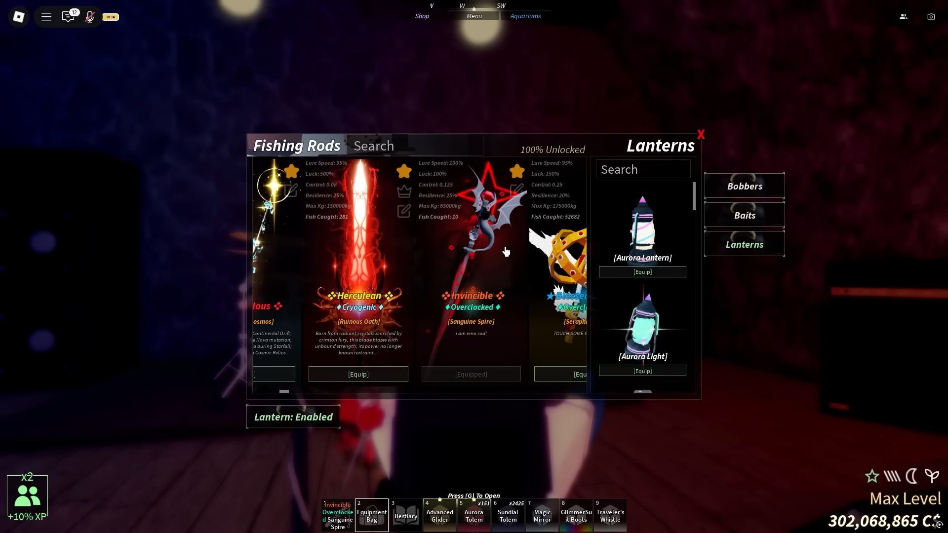 Sanguine Spire Rod in Fisch (Image via Roblox Corporation)
