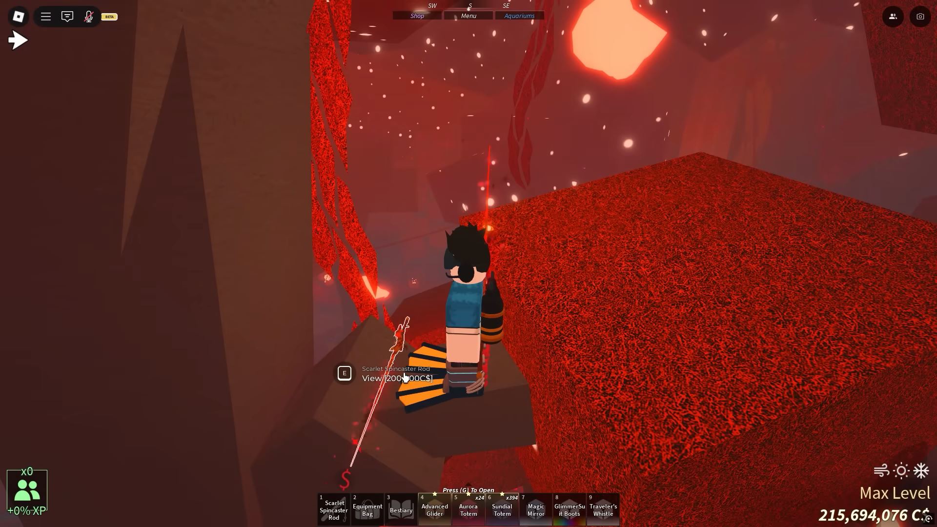 Scarlet Spincaster Rod in Fisch (Image via Roblox Corporation)