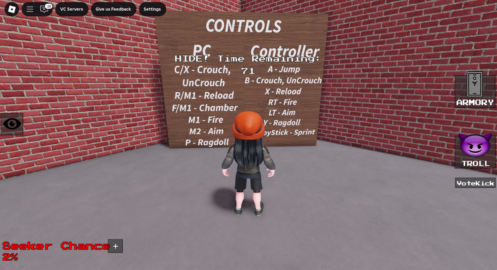 The Controls Board in the Lobby (Image via Roblox Corporation)