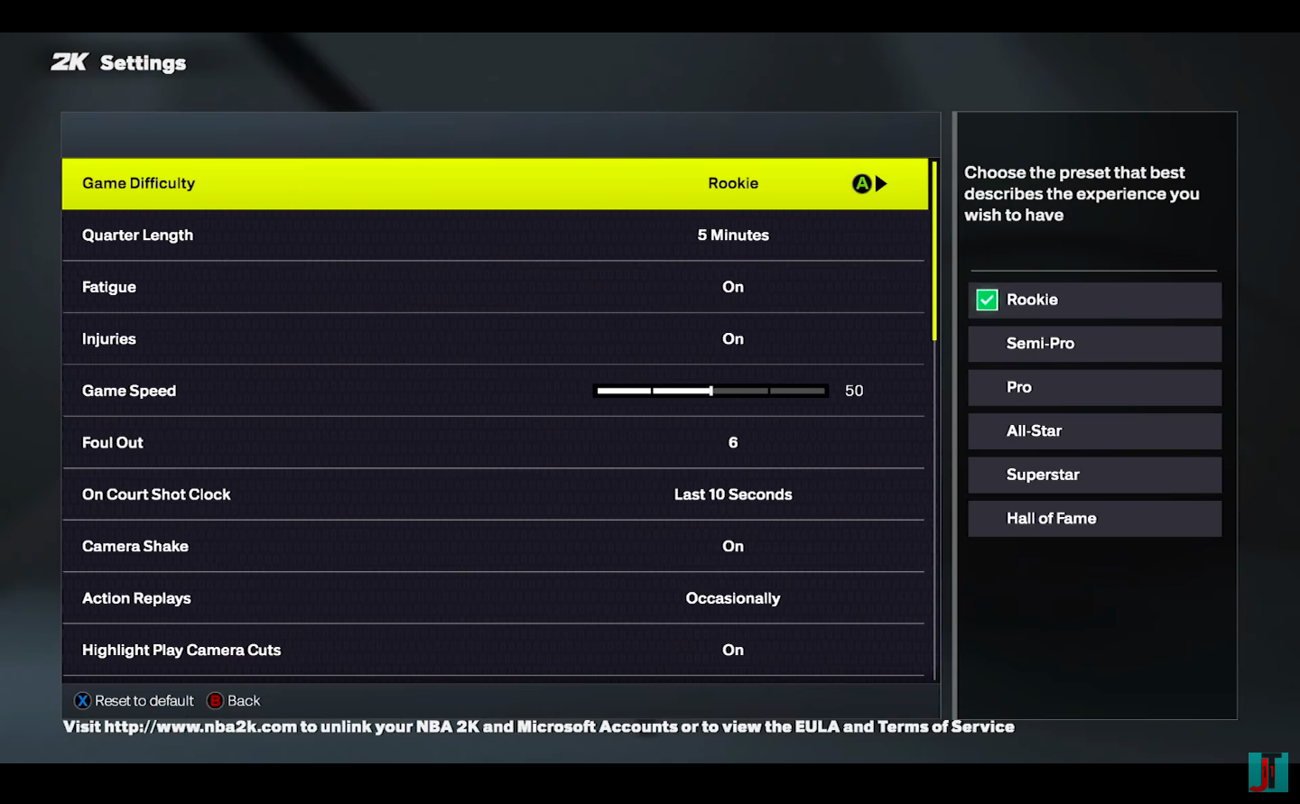 Change the difficulty from settings (Image via 2K | JT11/YouTube)