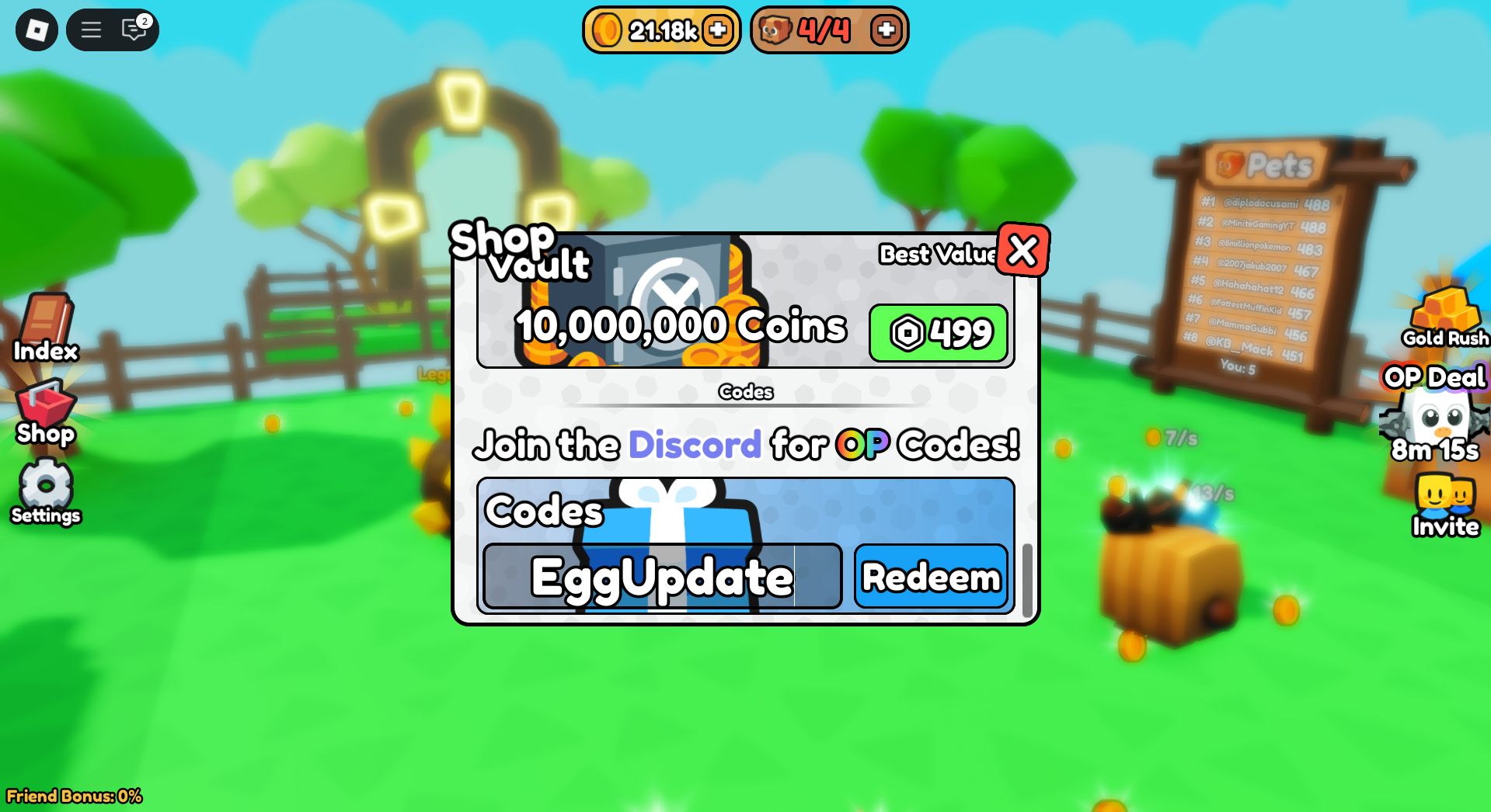 Redeeming Codes (Image via Roblox Corporation)