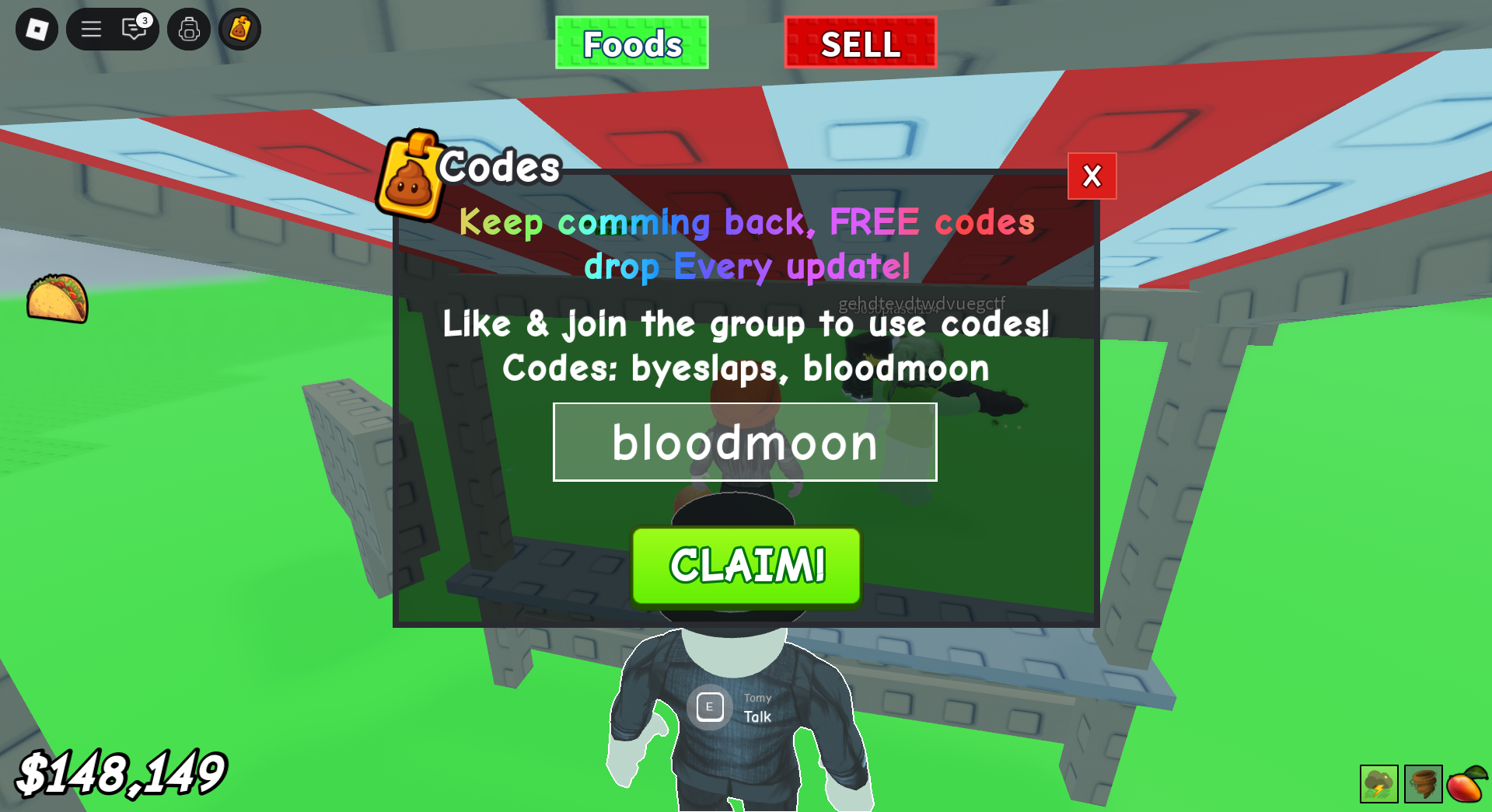 Redeeming Codes (Image via Roblox Corporation)