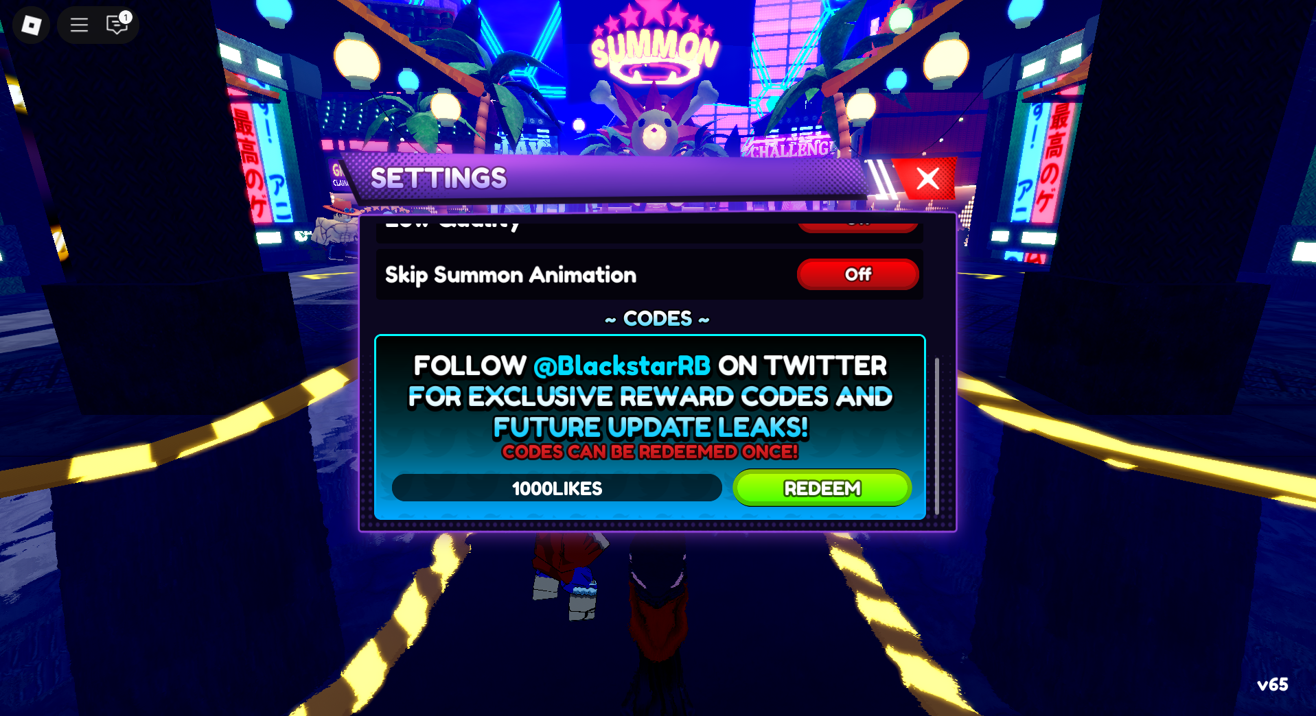 Redeeming Codes (Image via Roblox Corporation)