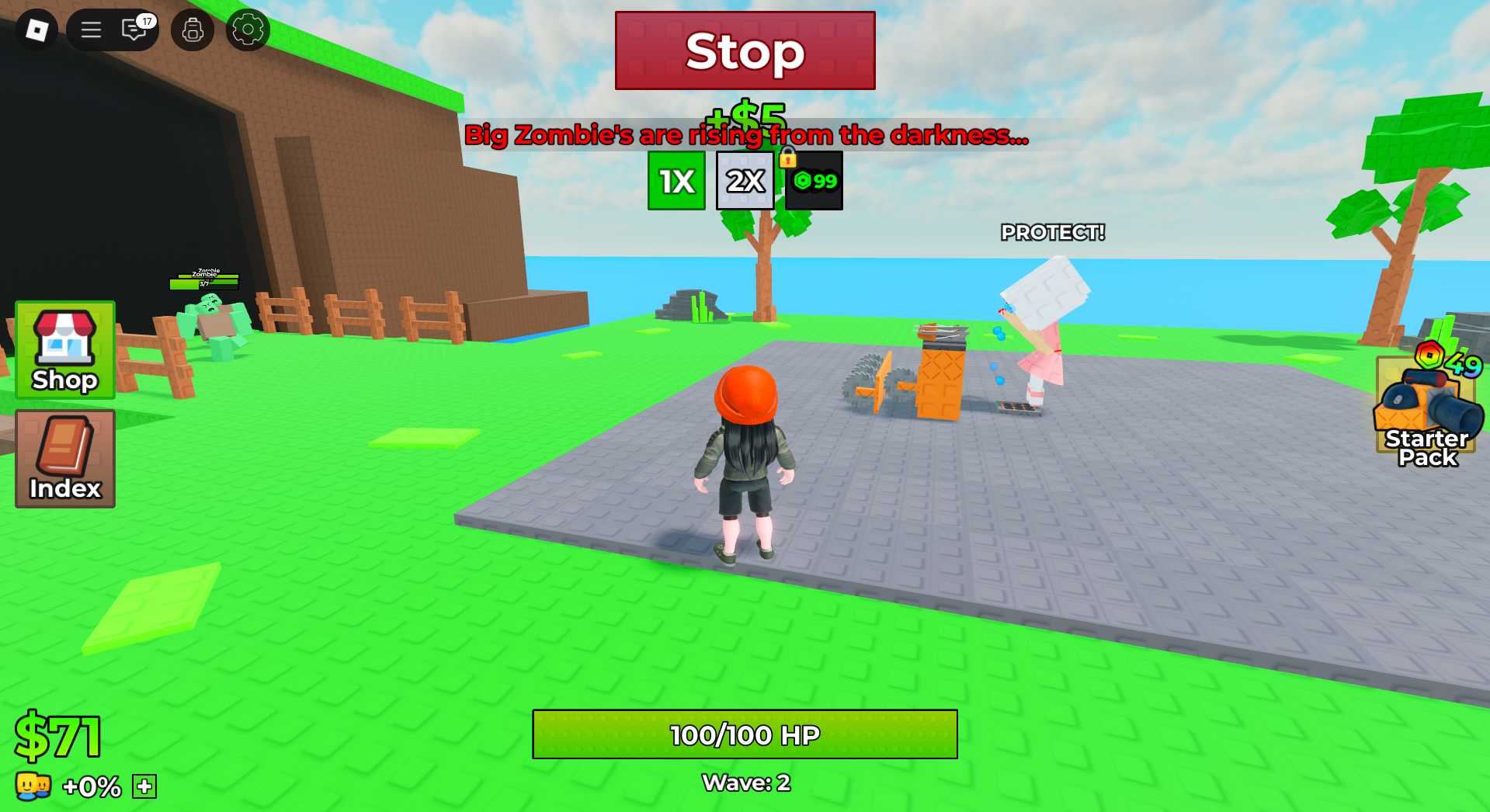 The waves of zombies (Image via Roblox Corporation)