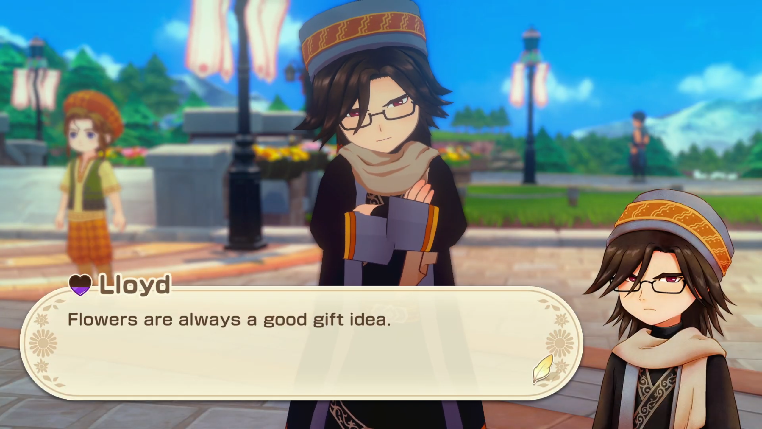 Gift Flowers to townsfolk (Image via XSEED Games)