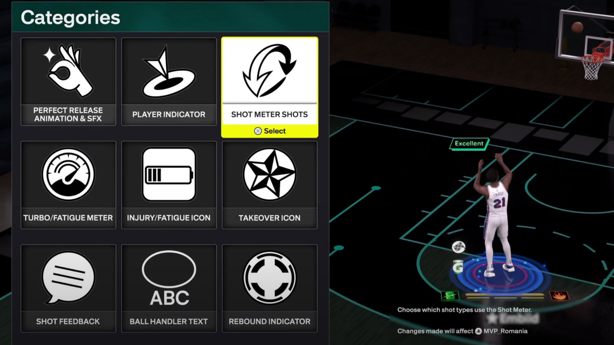 How to toggle your meter shot on or off (Image via 2K Games)