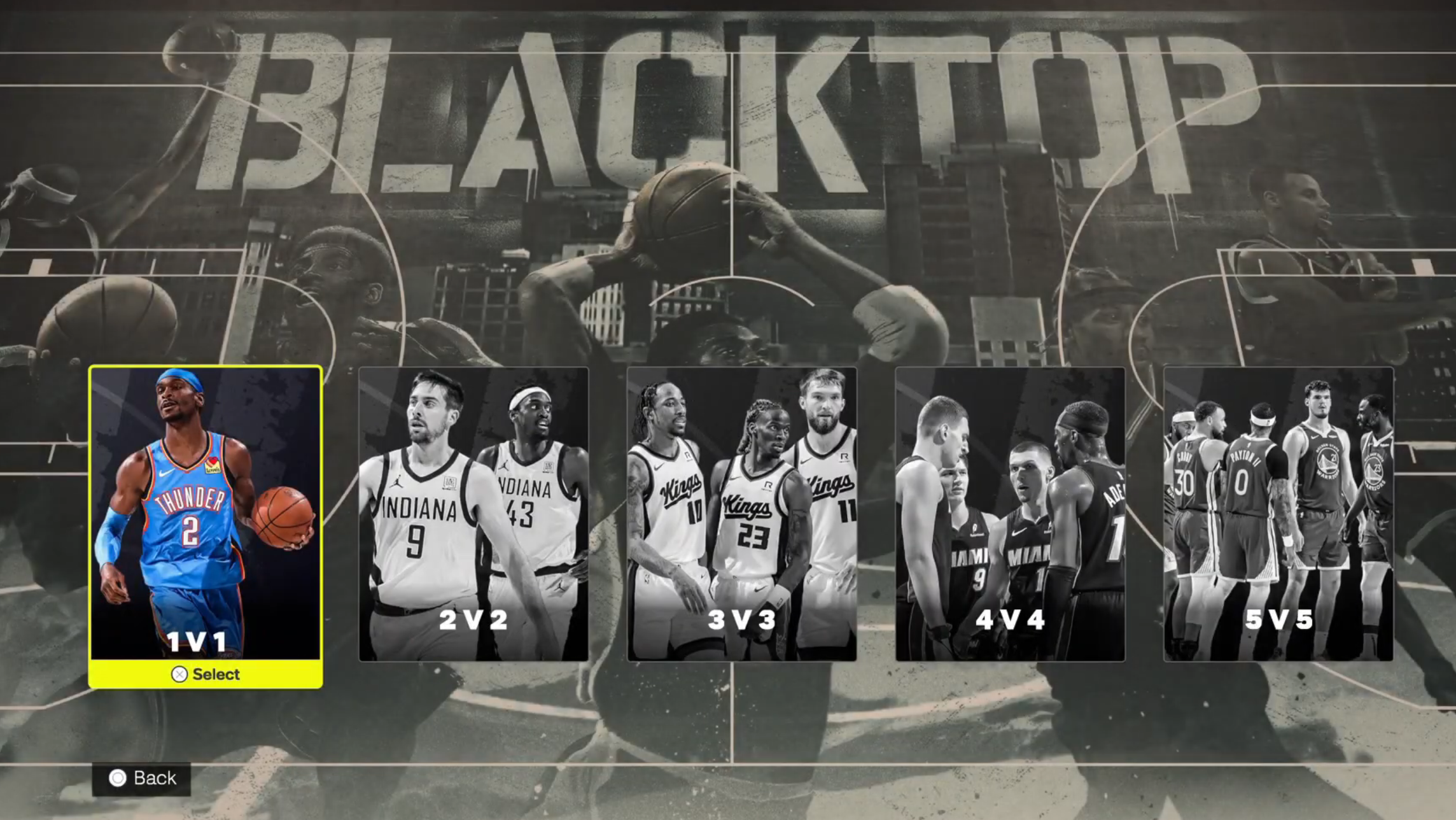 How to start a Blacktop game mode (Image via 2K Games)