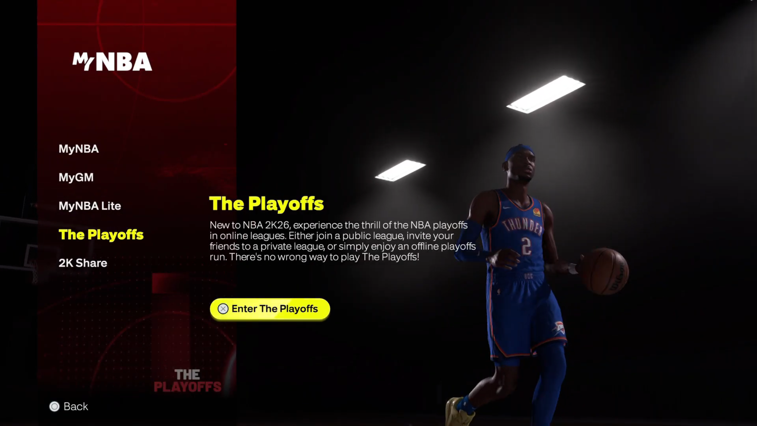 The Playoffs Game Mode in NBA 2K26 (Image via 2K Games)
